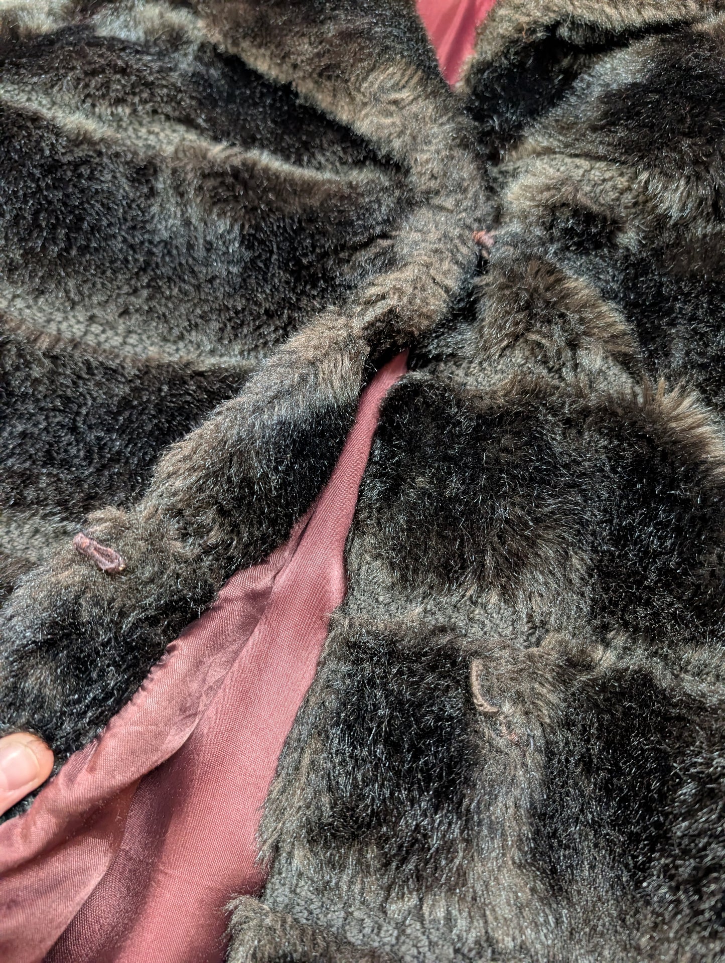 1970s Tissavel dark brown faux fur coat - S