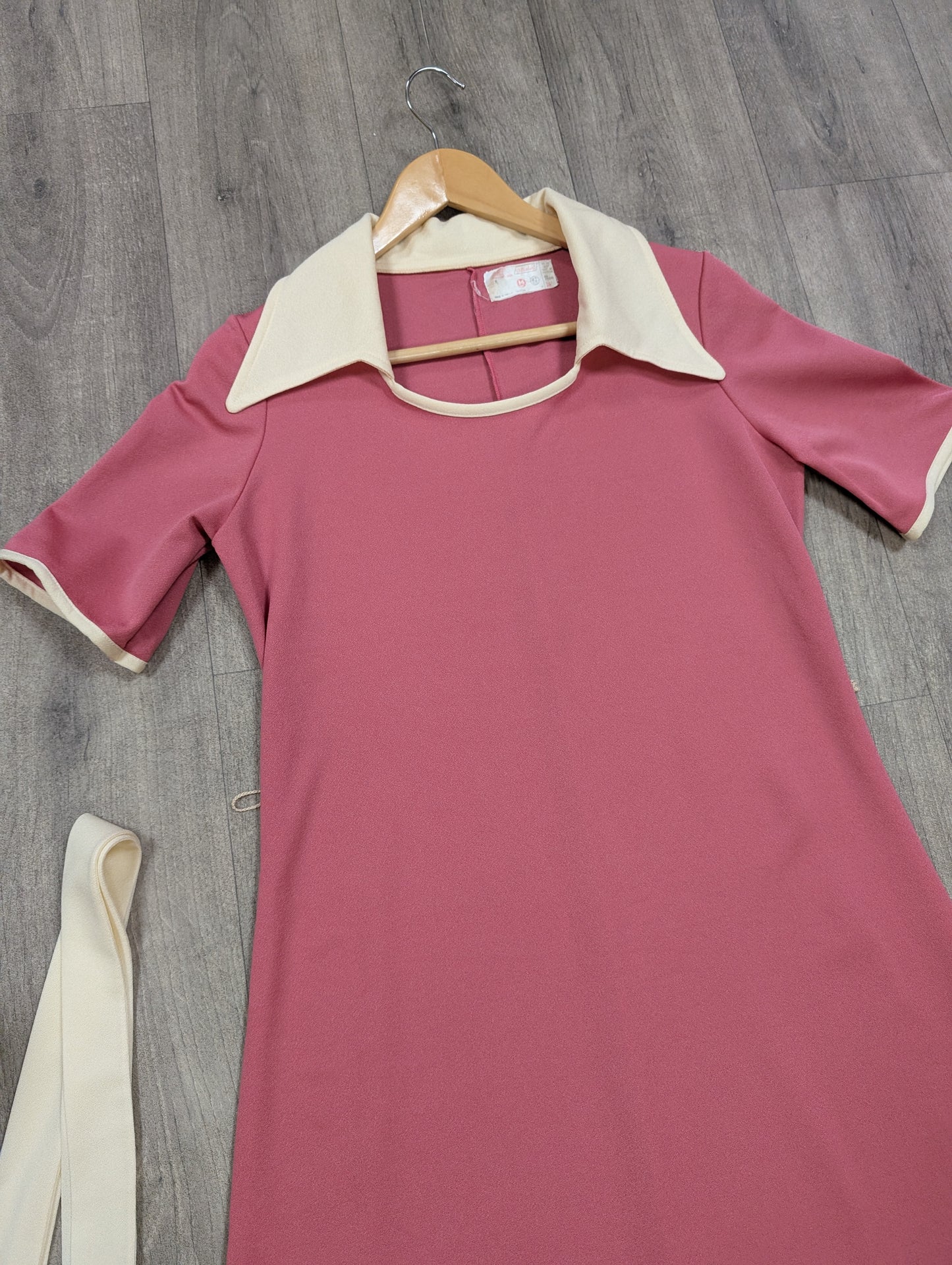 1970s St Michael pink collared dress and belt - 8/10/12