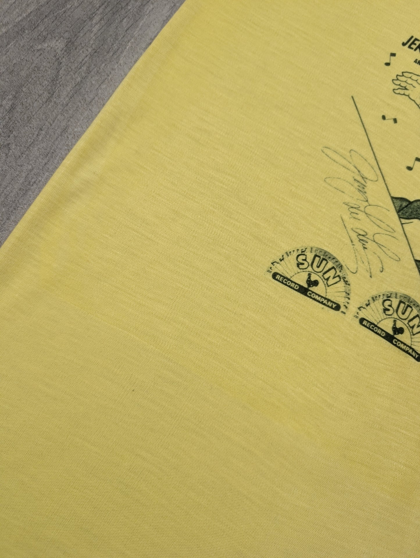 1980s Jerry Lee Lewis Sun Records yellow t-shirt