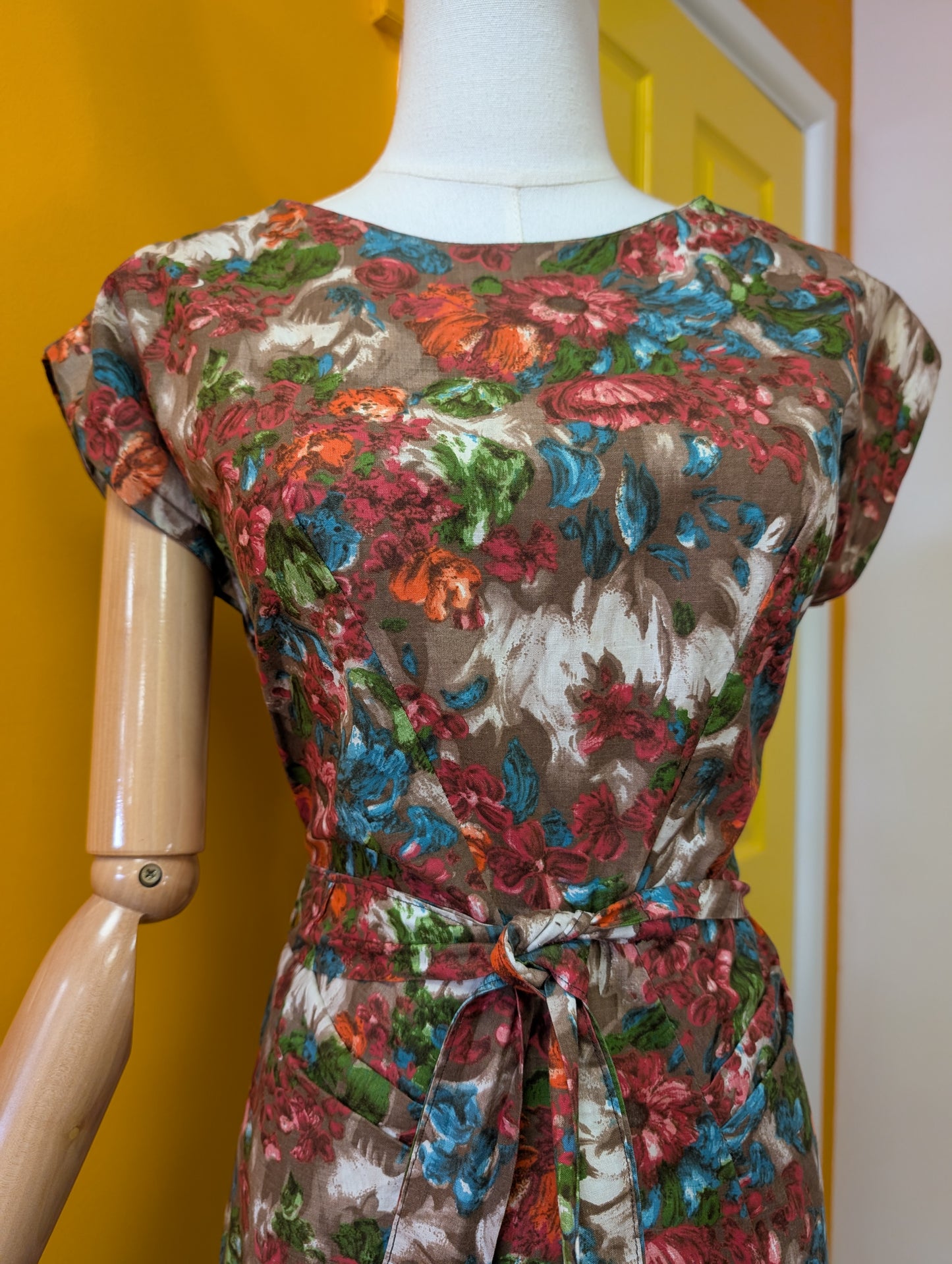 50s/60s Welsmere cotton dress, belt & jacket - S/10