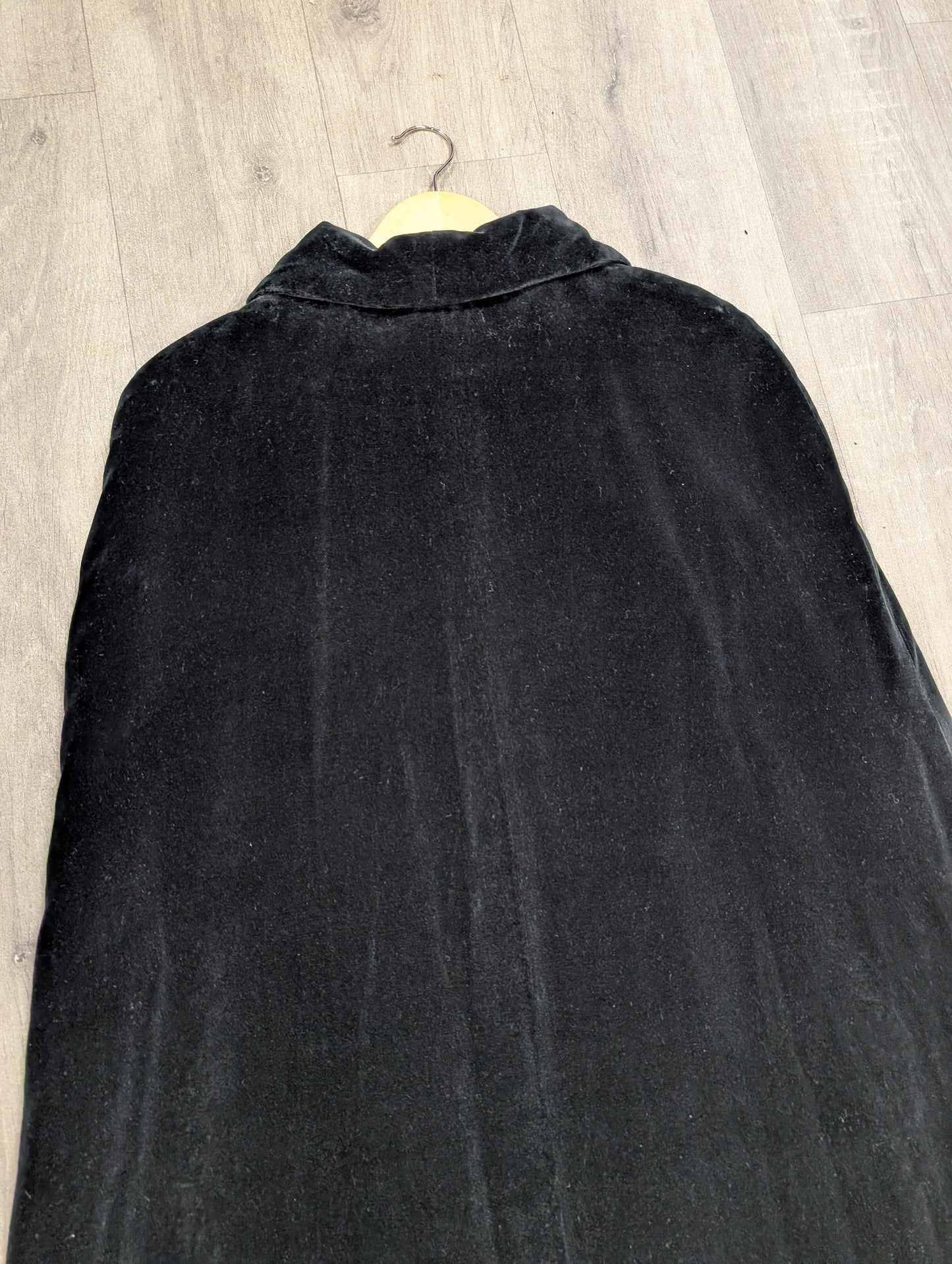 1970s Quad black velvet quilted cape