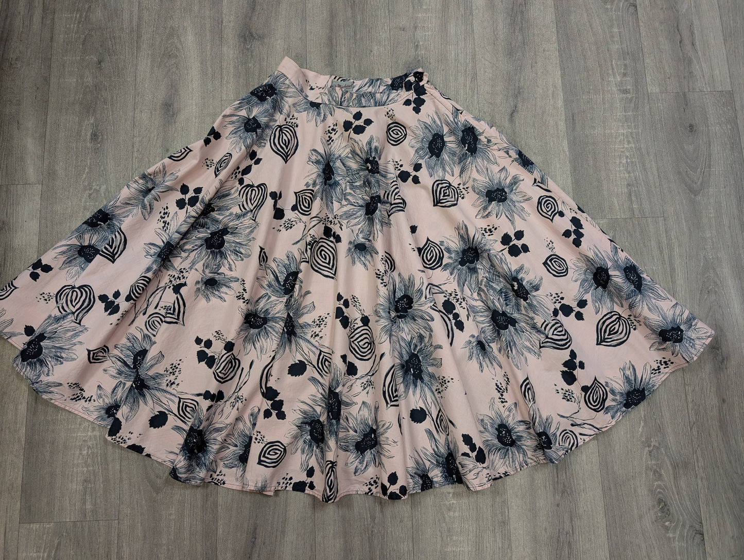1950s St Michael abstract floral full circle cotton skirt - 25" waist
