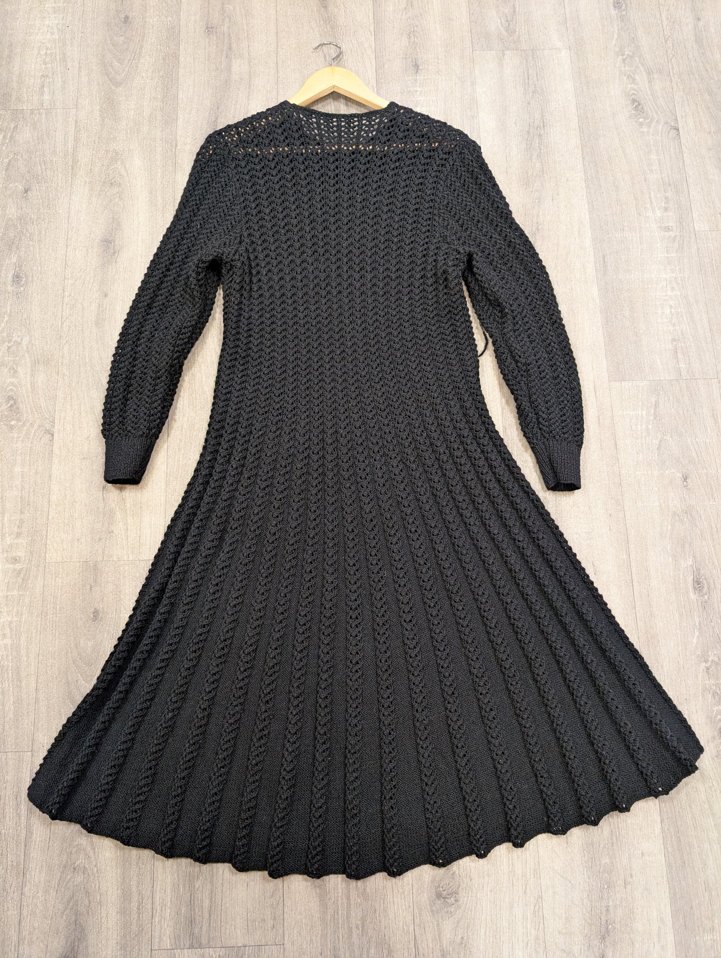 1980s black knitted dress - M