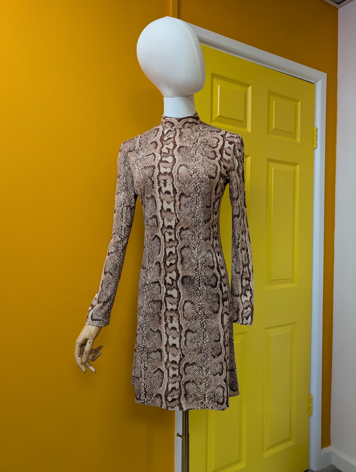 1960s snakeskin print mini dress - S/8