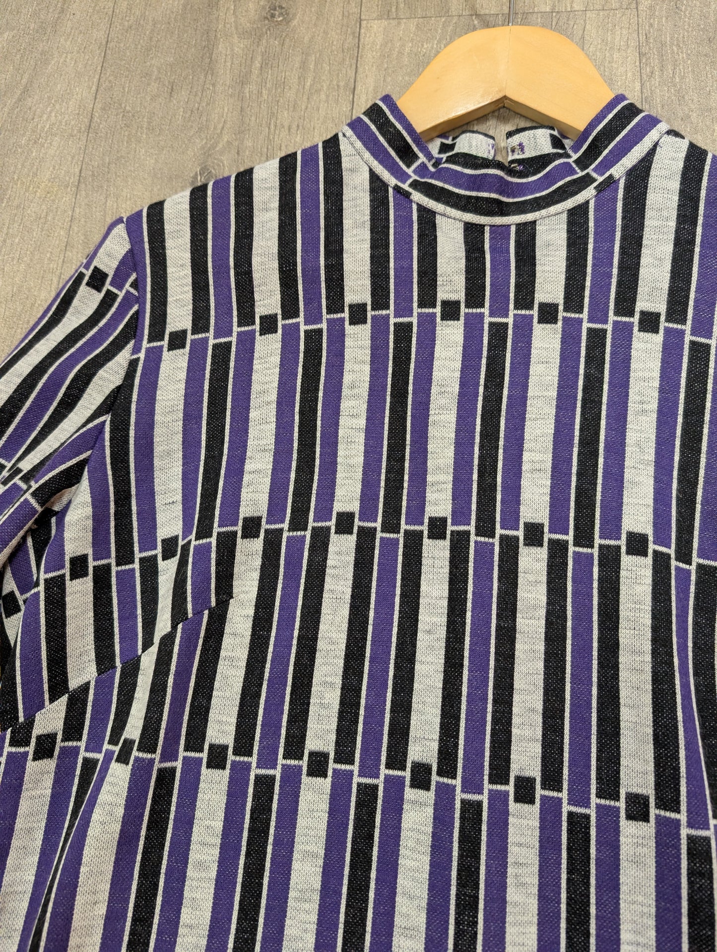 1970s purple dress & belt - M/L/14/16