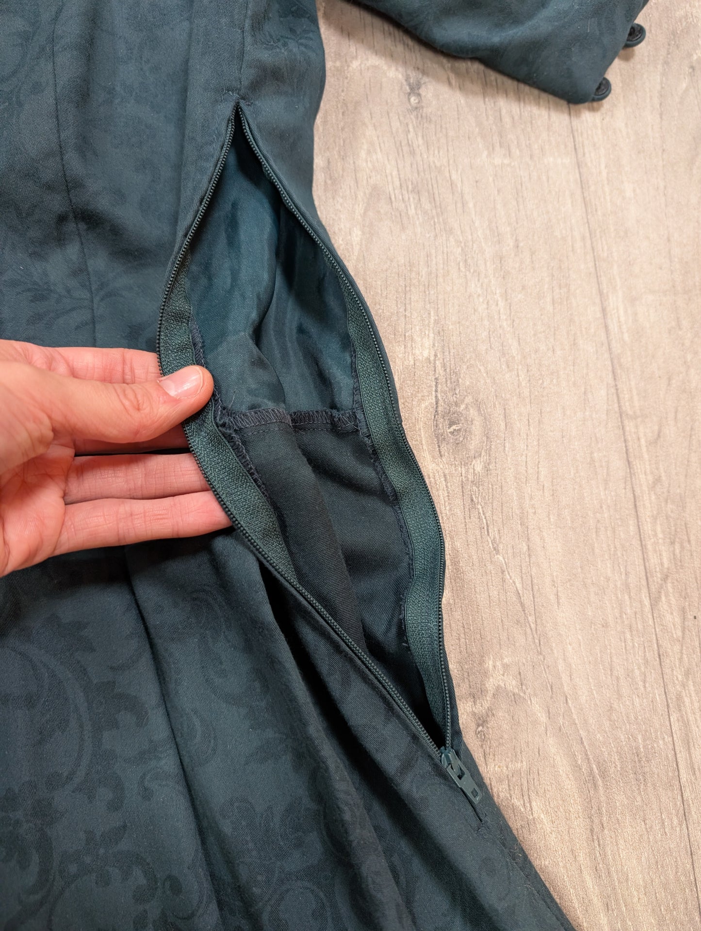 1980s Laura Ashley green dress with back bows - S/8/10