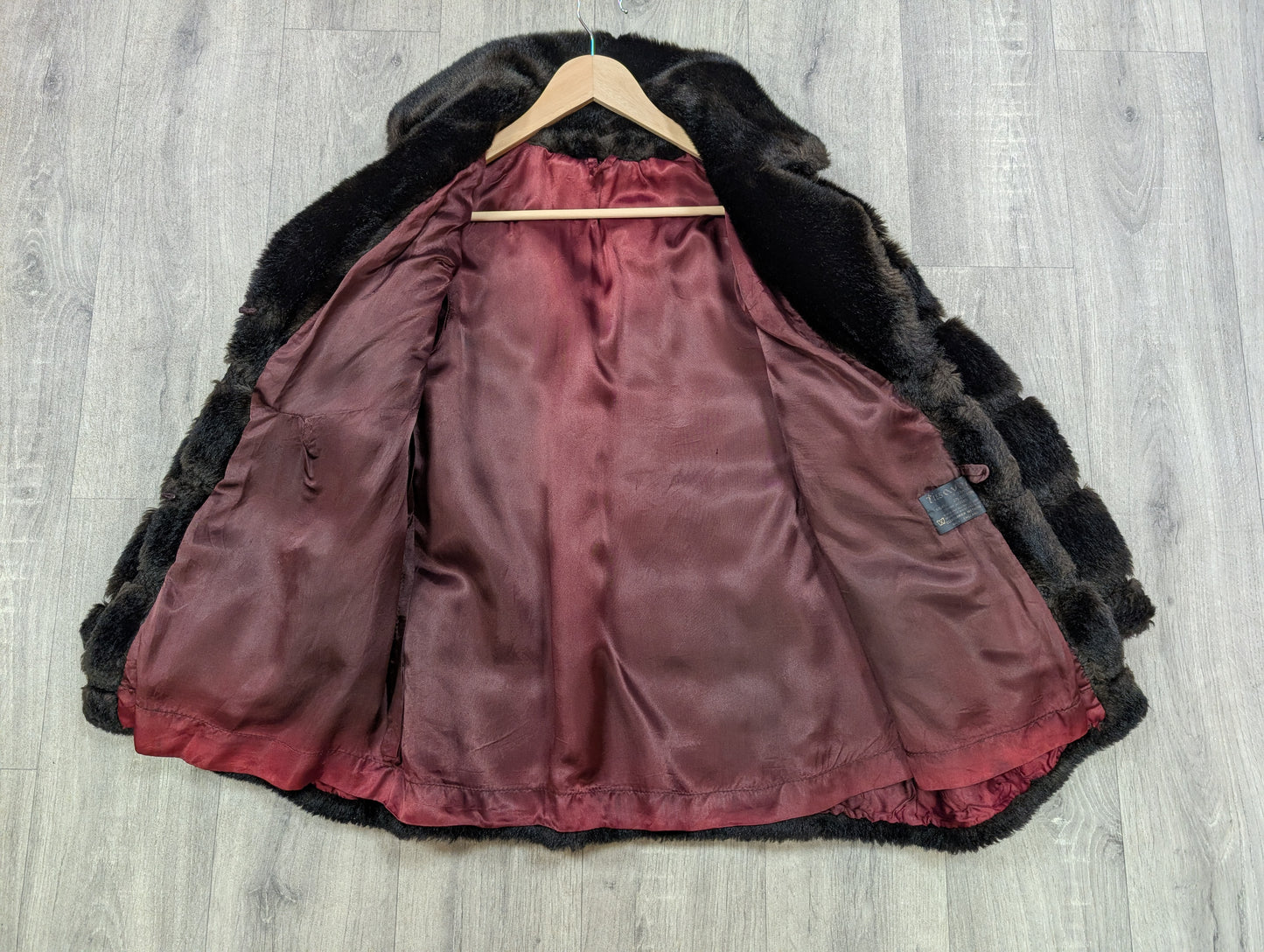 1970s Tissavel dark brown faux fur coat - S