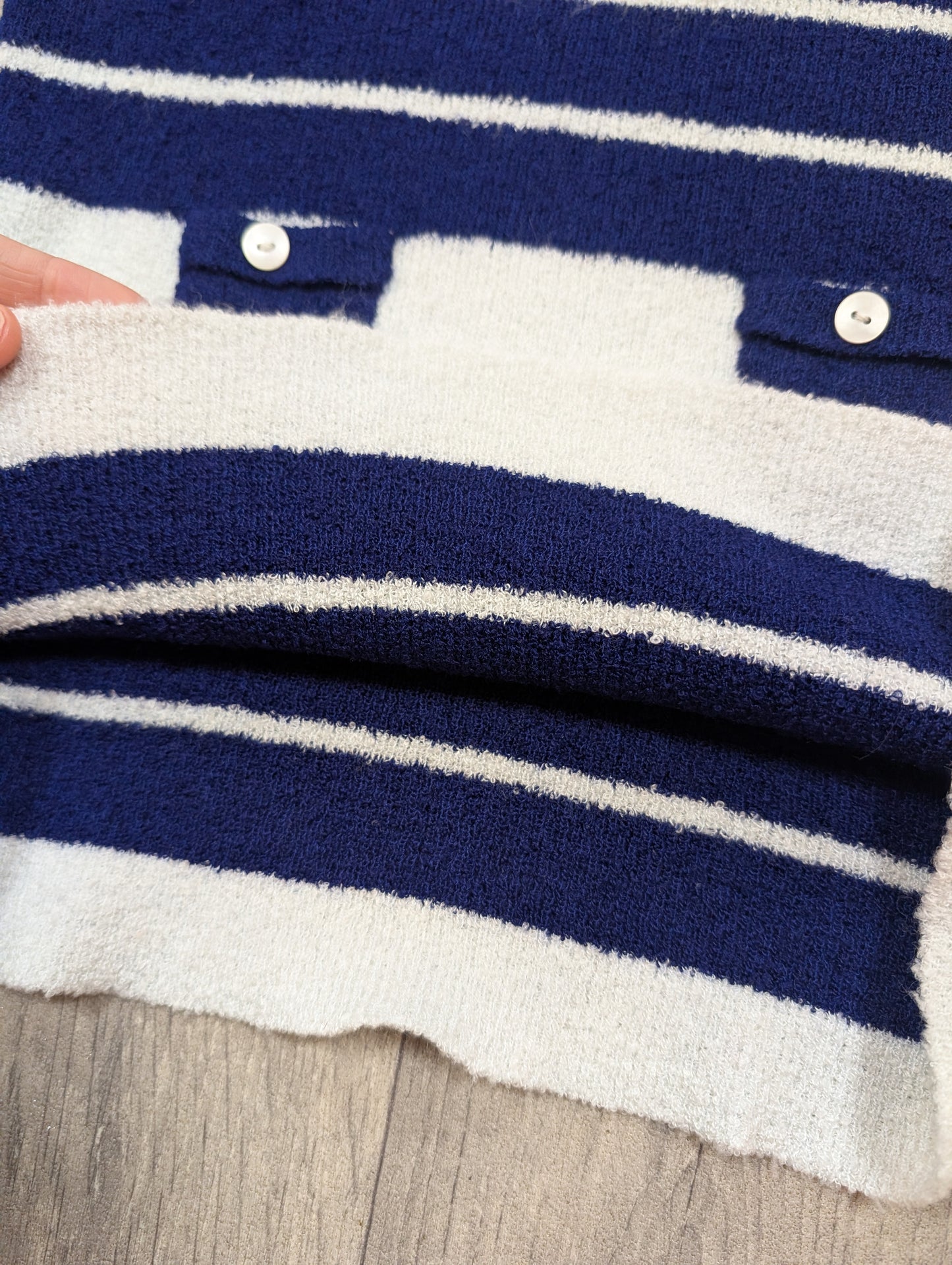 1960s navy & white knit top - XS/S