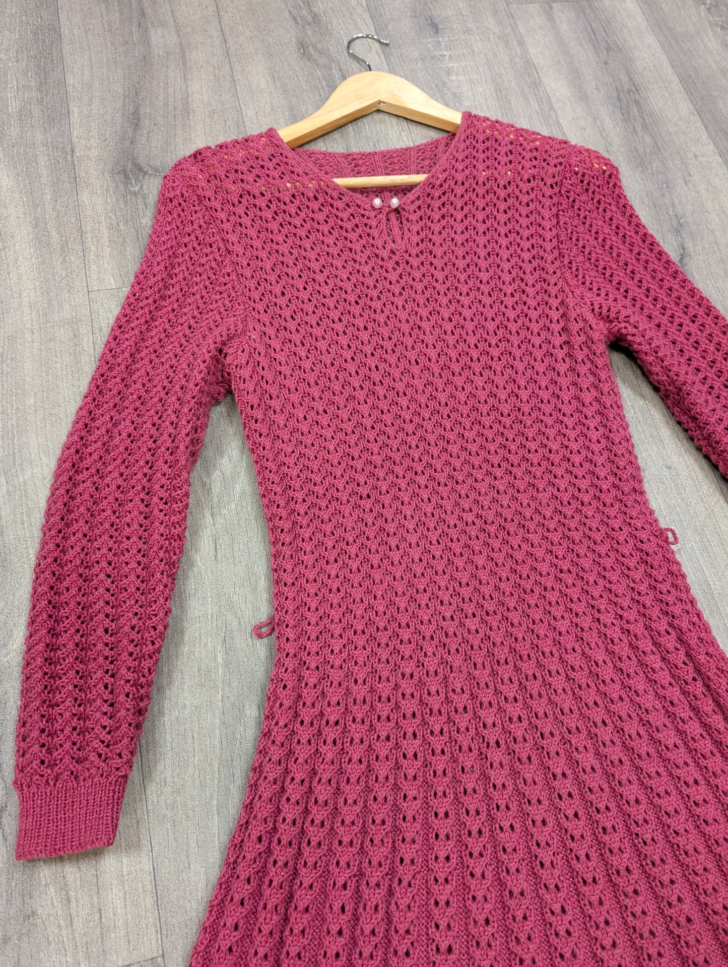1980s pink knitted dress - S/M