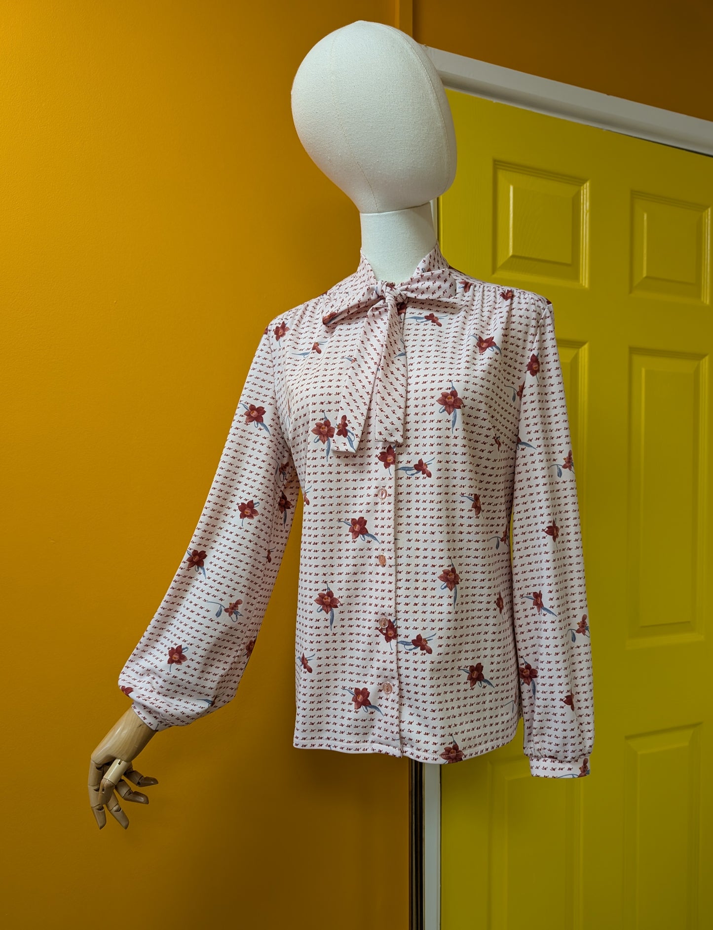 70s/80s Eastex pussy bow collar blouse - M/12