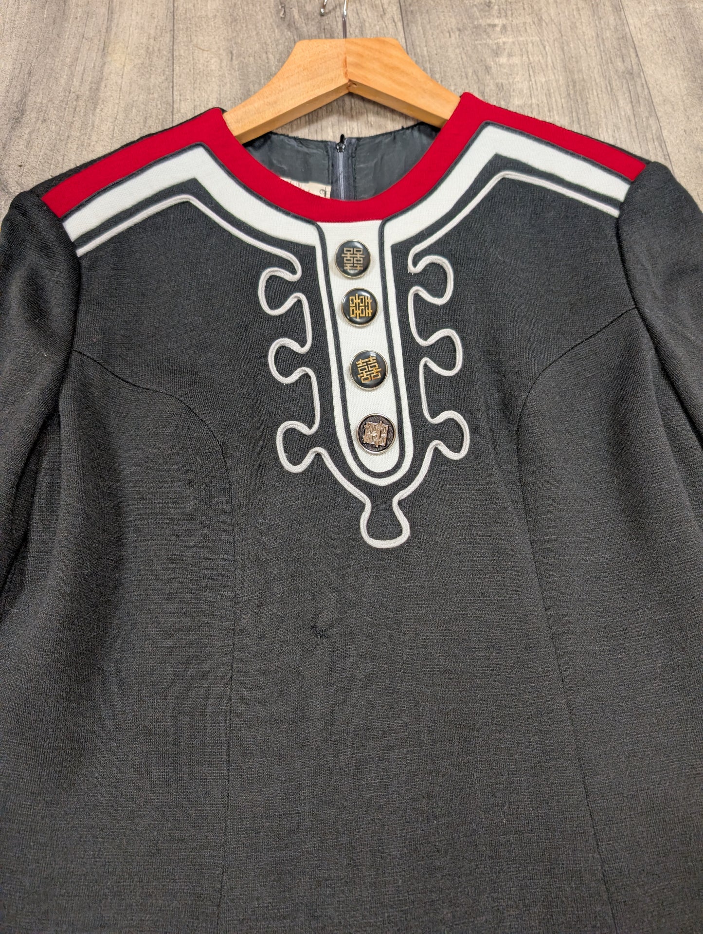 1970s black/red/white dress - S/10