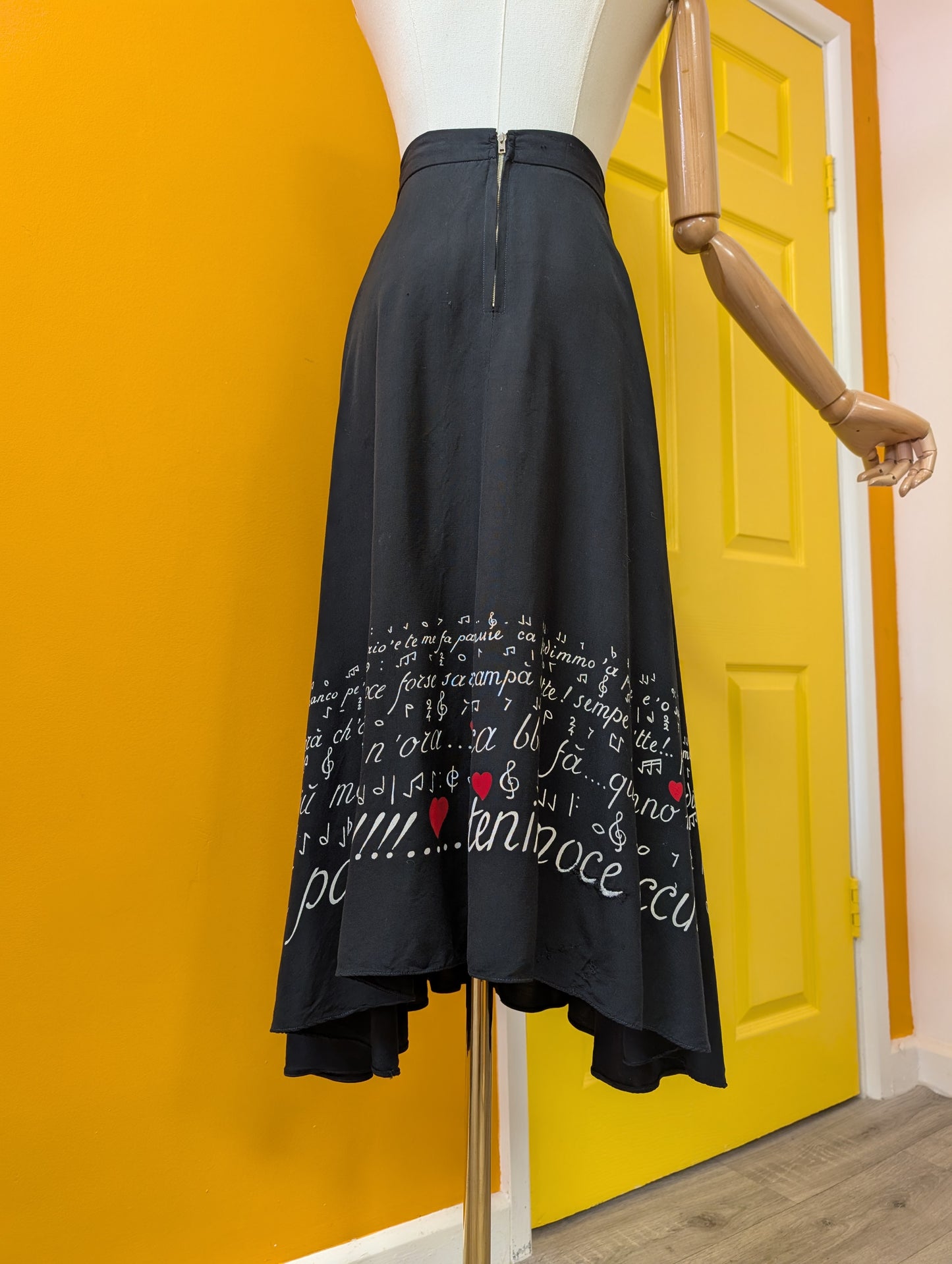 1950s novelty Anema e Core rayon skirt - 25" waist