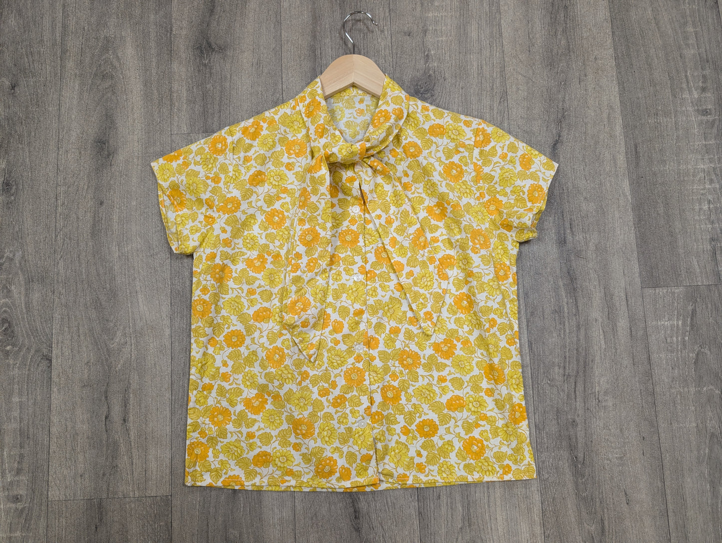 1960s orange/yellow floral shirt - S/M/10/12