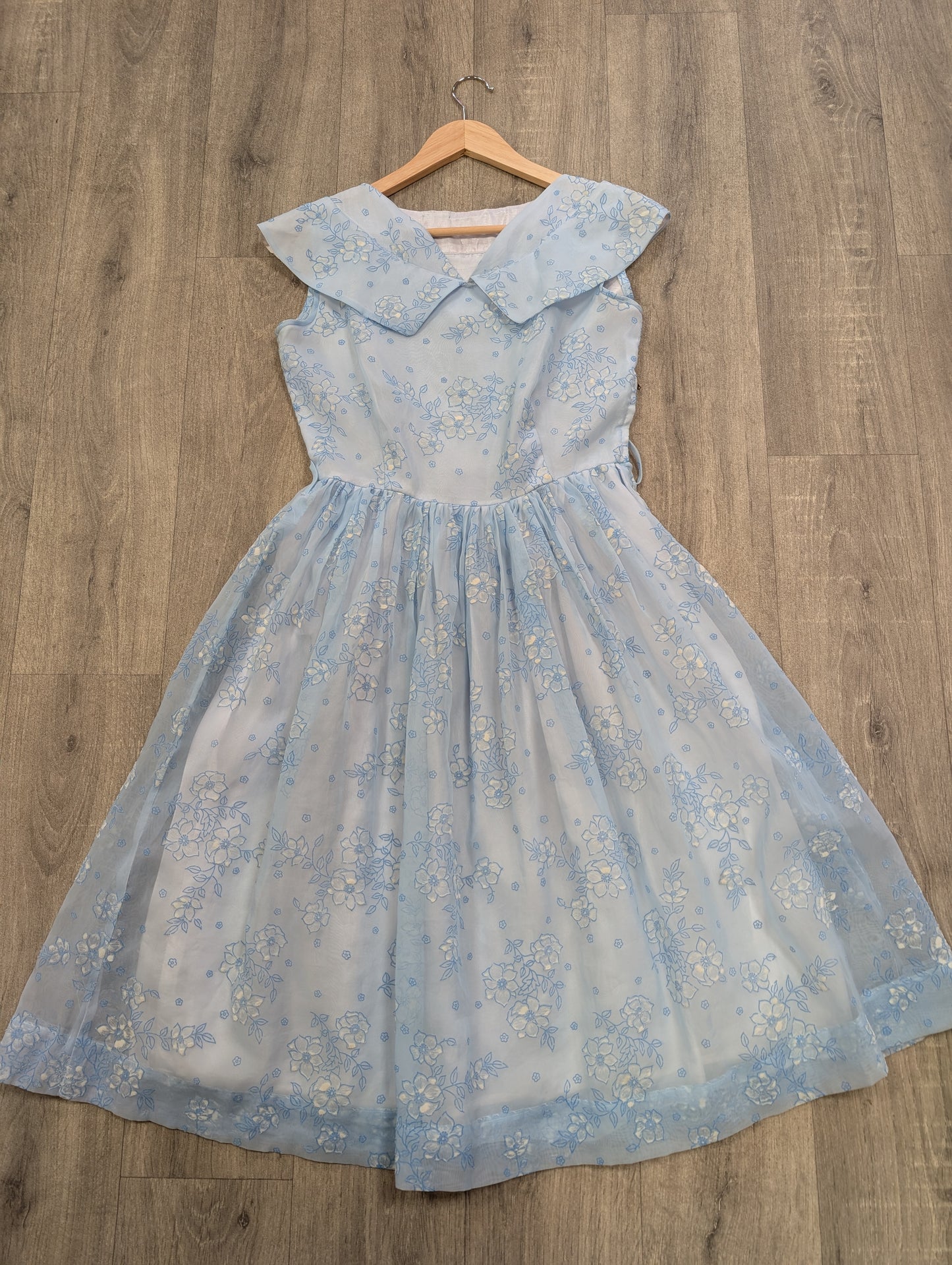 Sweet 1950s blue floral dress - S/8/10