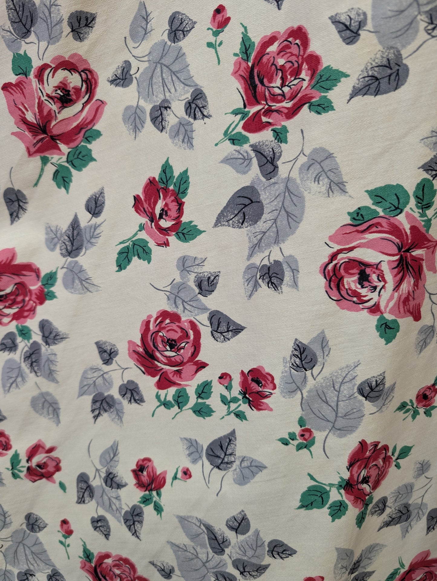 1950s rose print cotton dress - 38"B 30"W