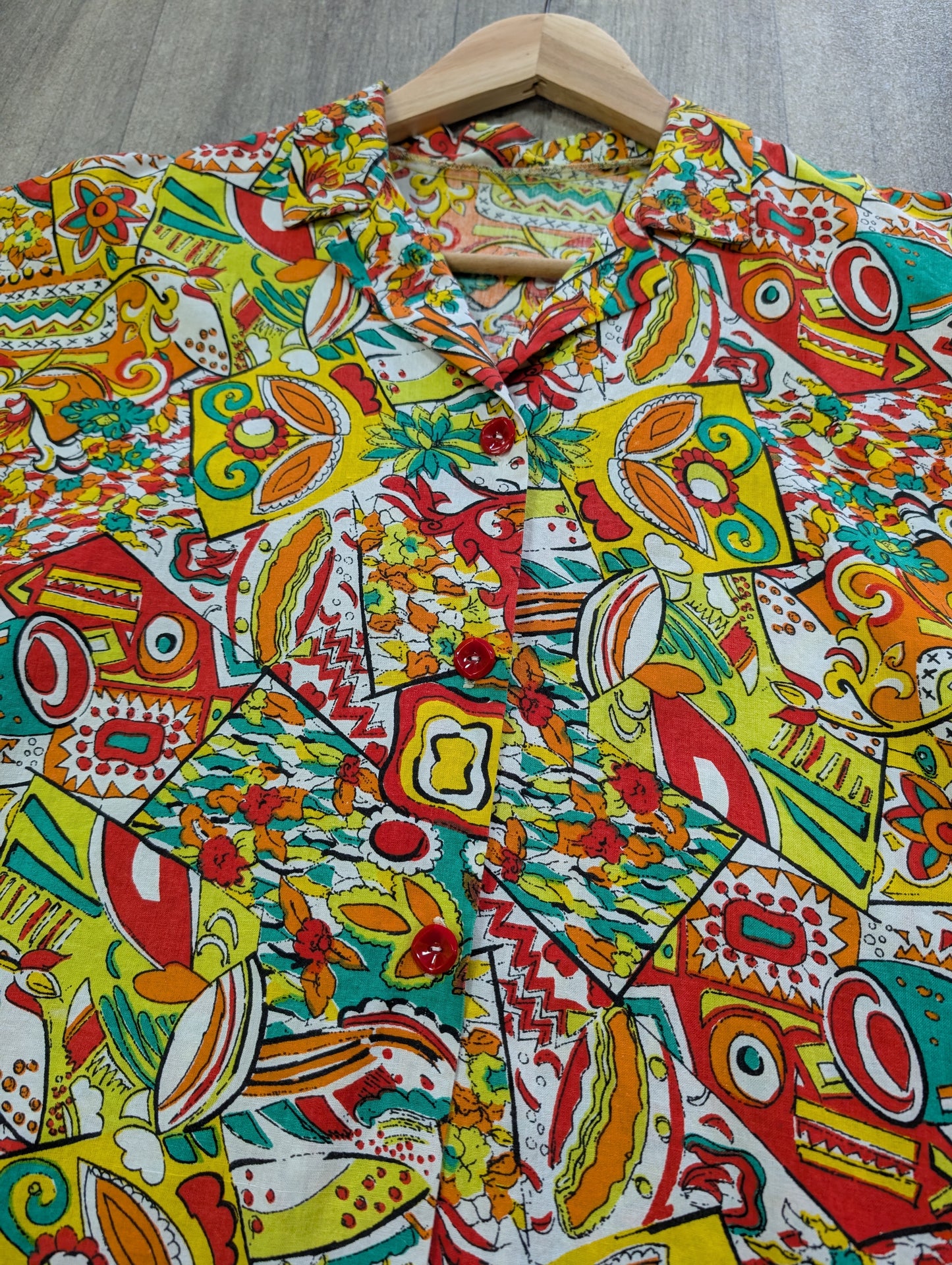 Abstract print cotton shirt - L