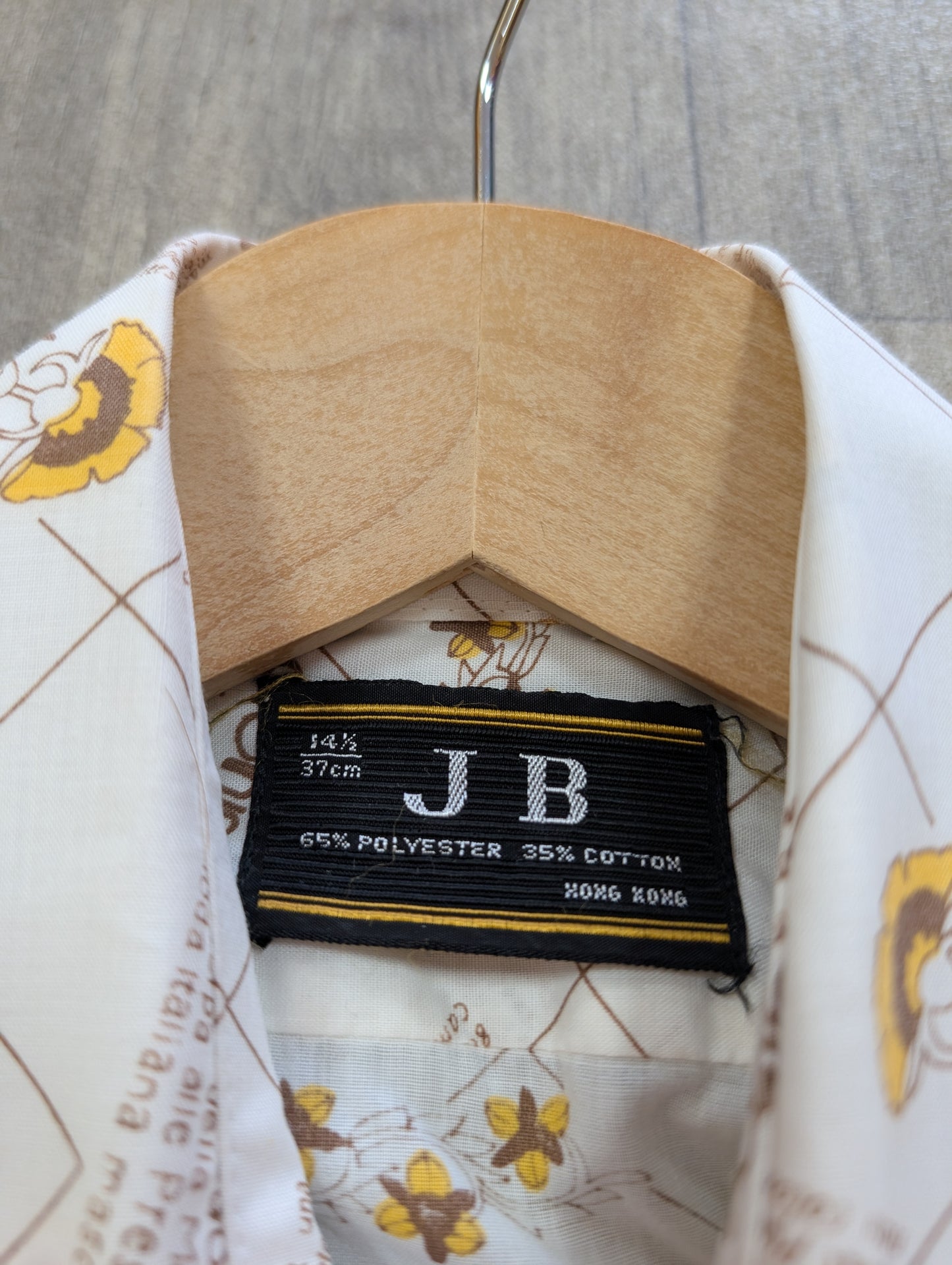 1970s JB novelty print dagger collar shirt