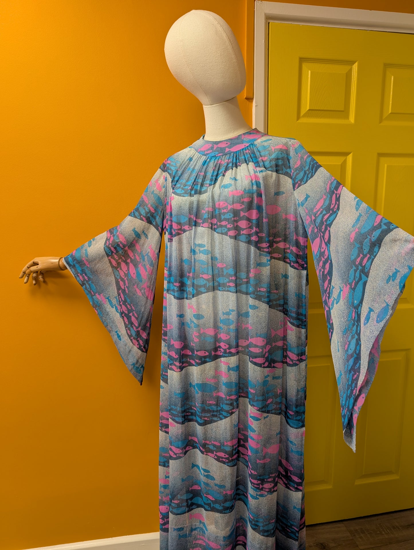 Epic 60s/70s Oriane Capri fish print sheer beach dress