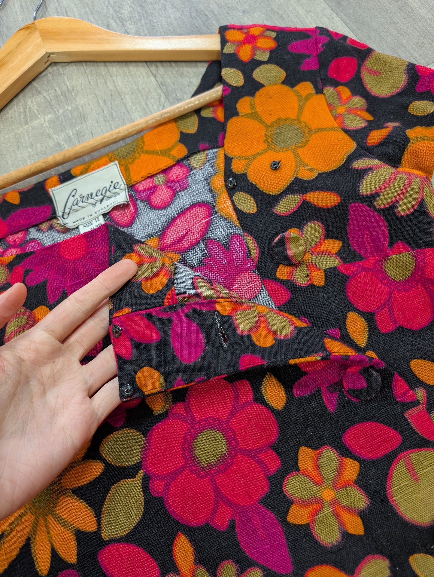 1960s Carnegie floral dress - S/8/10