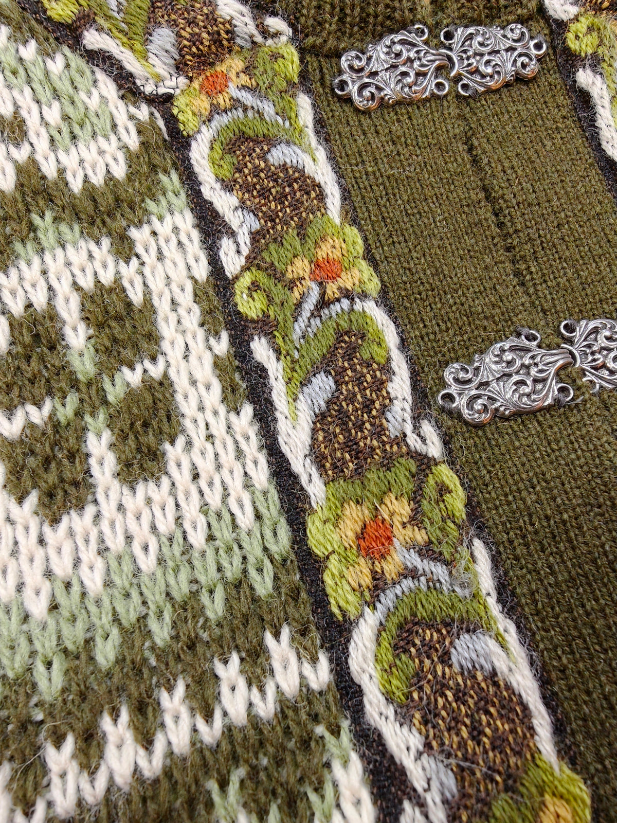 Norwegian green wool cardigan - S