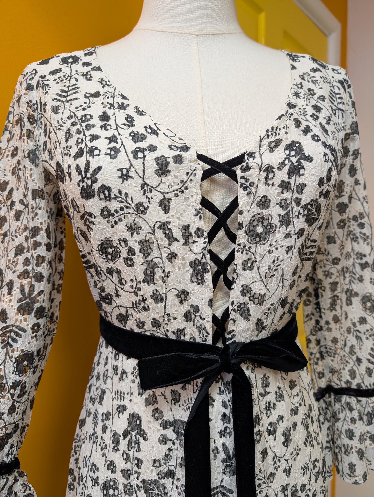 1970s Richard Shops black and white maxi dress - S/8