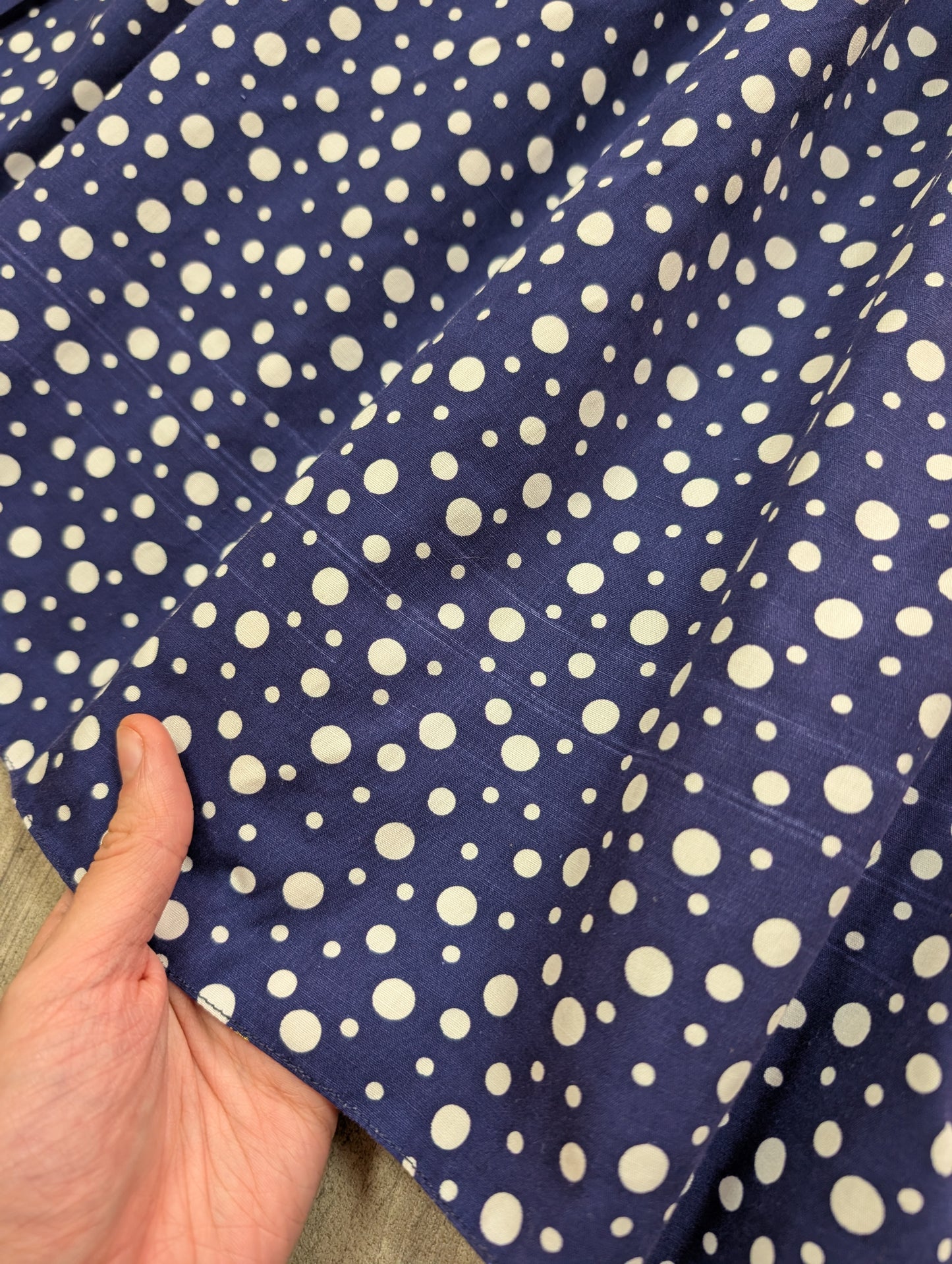 1950s 'A Diana Dress' navy/white polka dot cotton - S/8/10