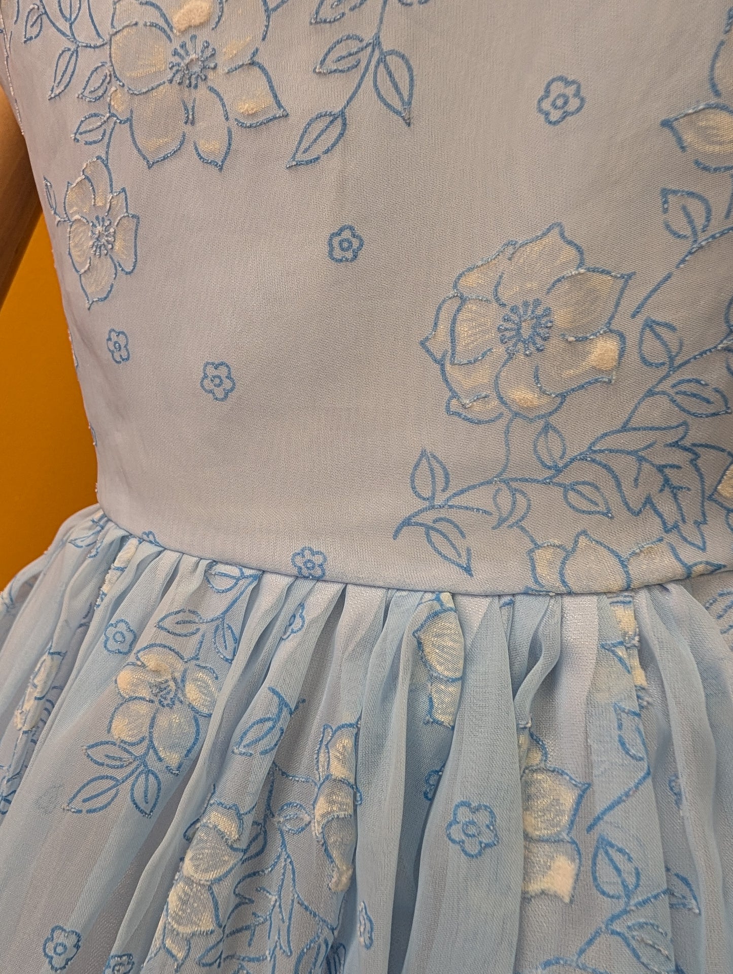 Sweet 1950s blue floral dress - S/8/10