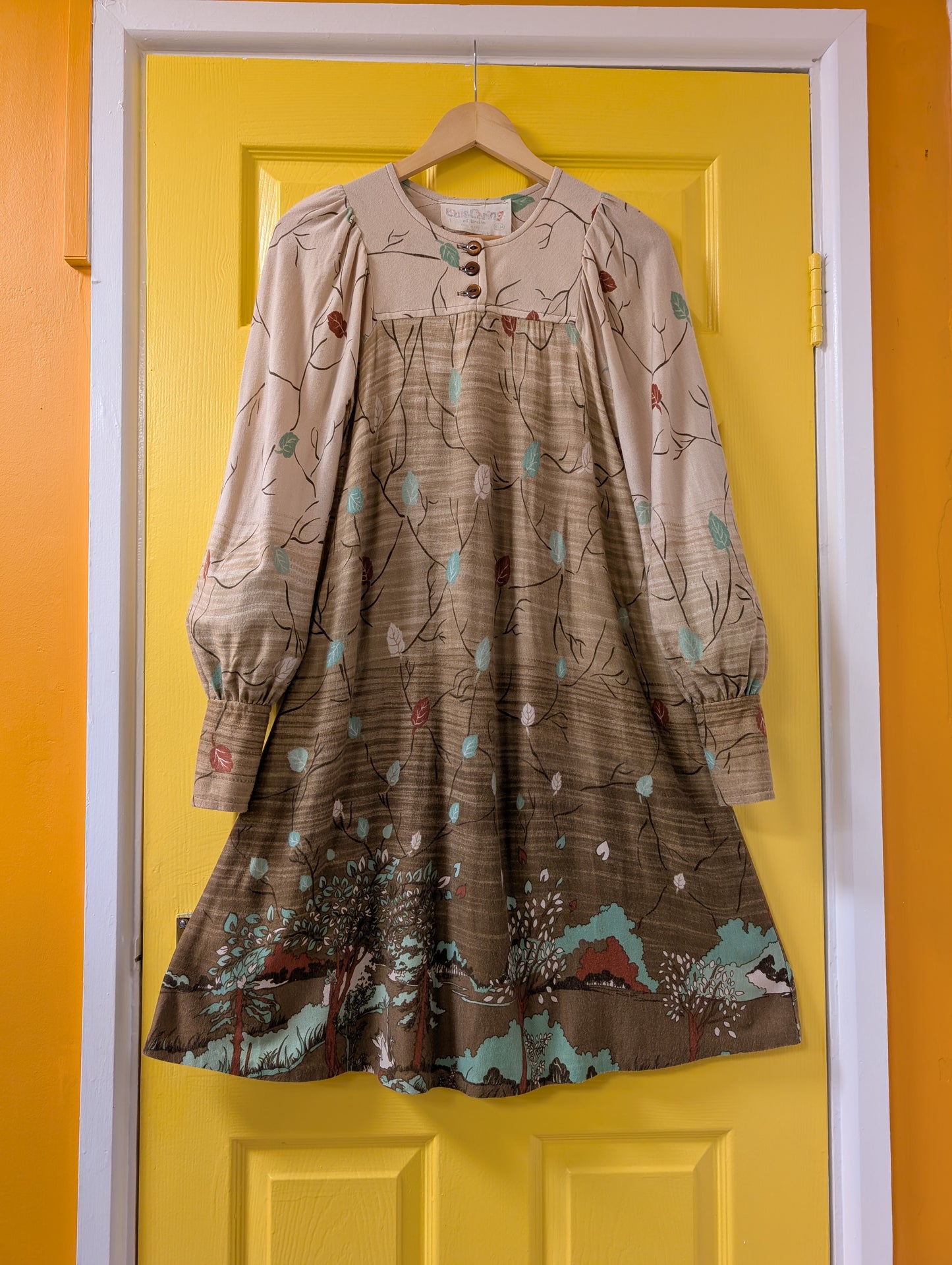 1970s Louis Caring autumnal novelty print dress - XS/S/6/8