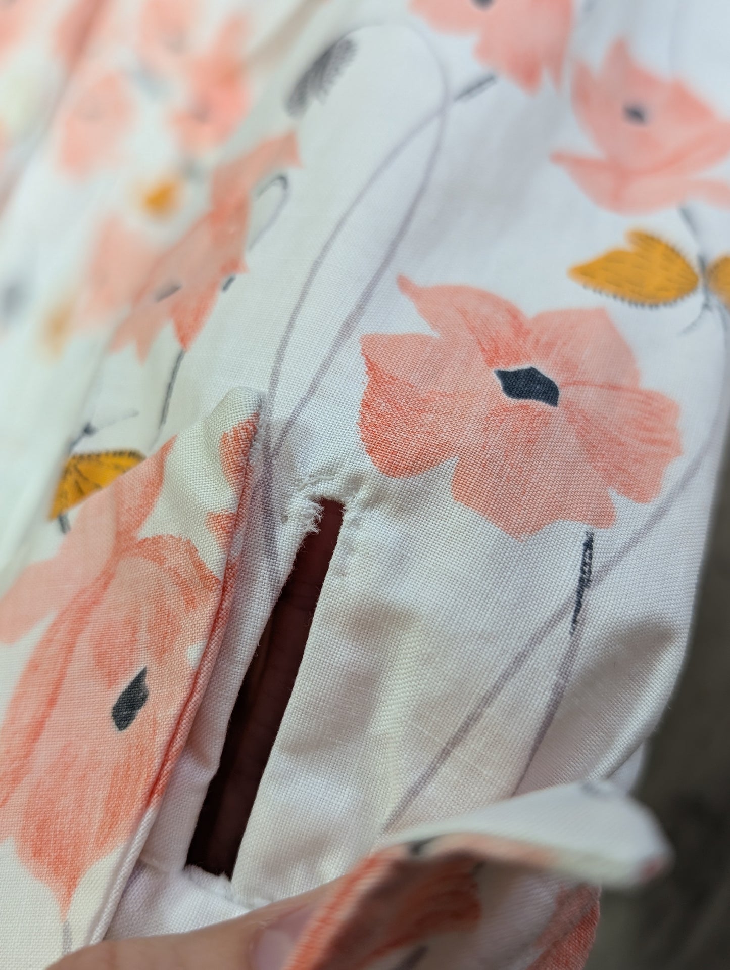 50s/60s floral butterfly print cotton dress - 37"B 29"W