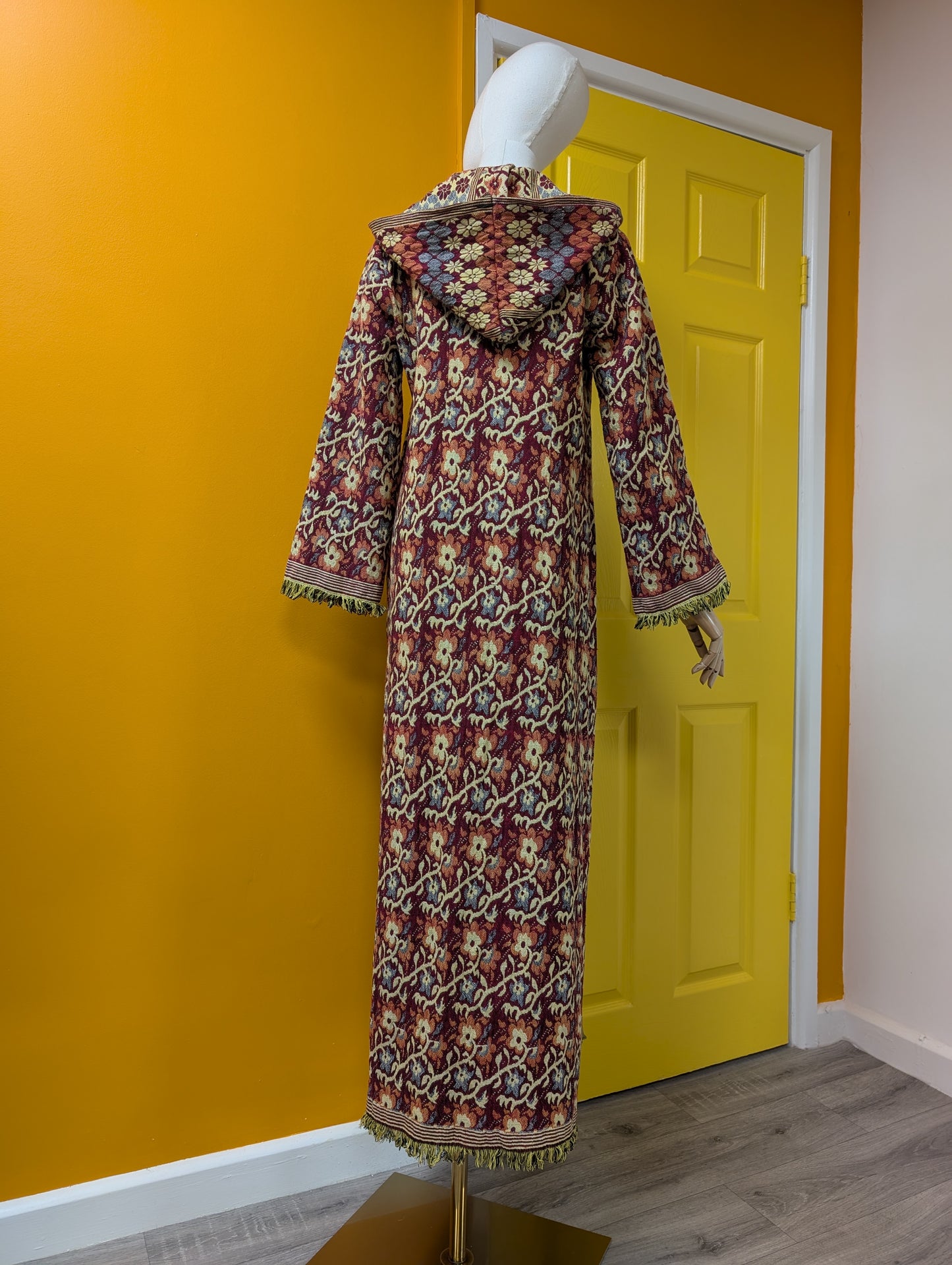 60s/70s cotton tapestry hooded coat - XS/S