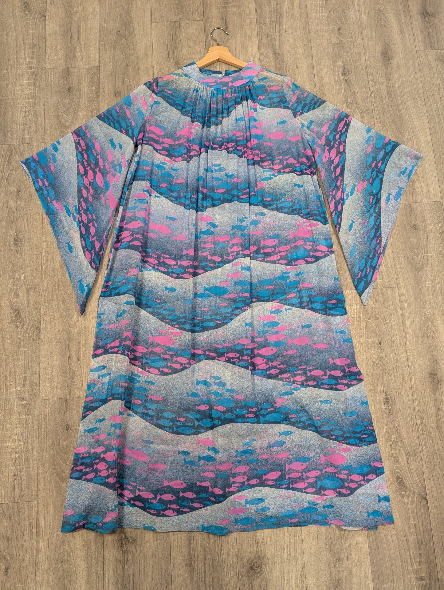 Epic 60s/70s Oriane Capri fish print sheer beach dress