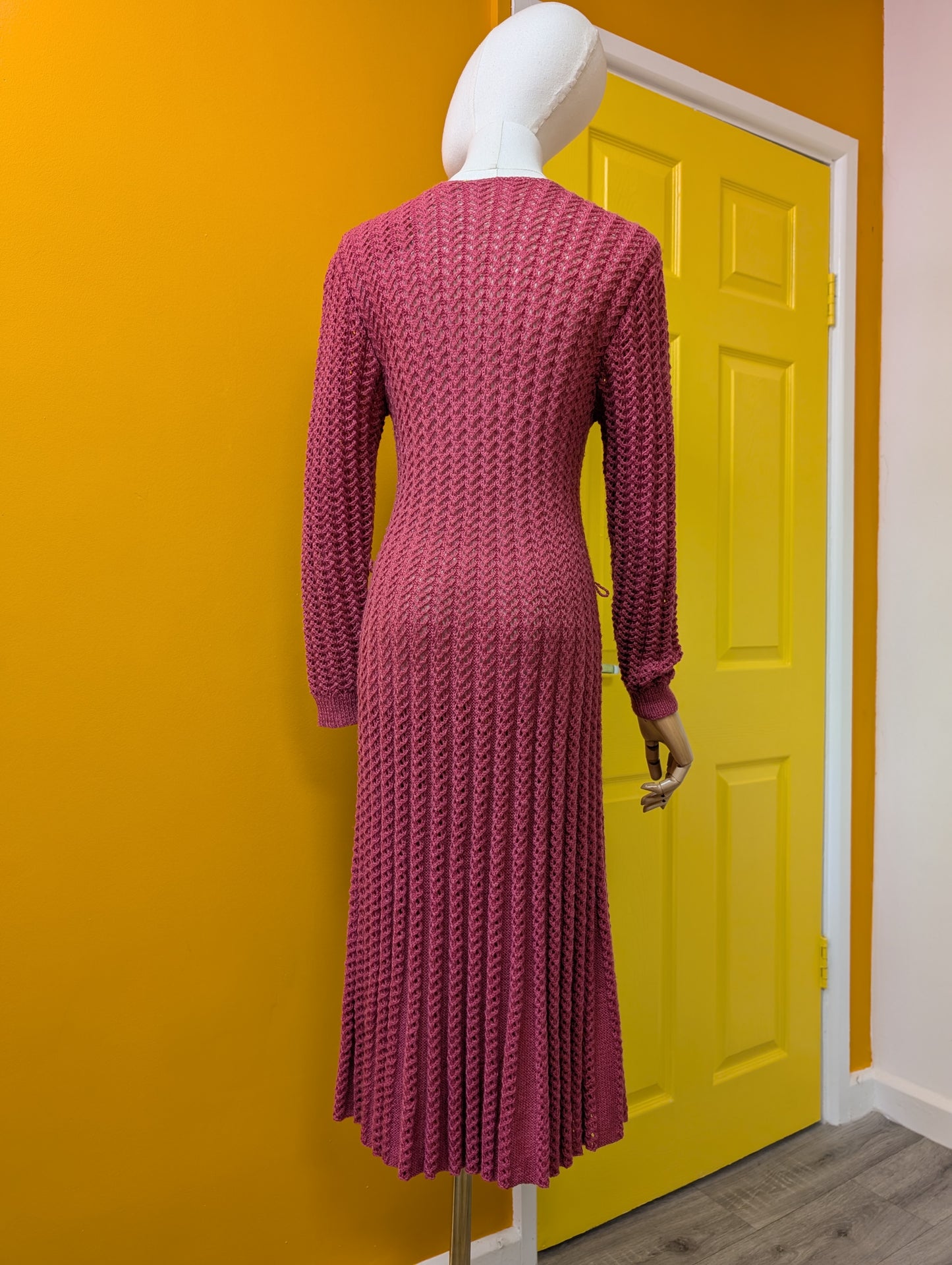 1980s pink knitted dress - S/M