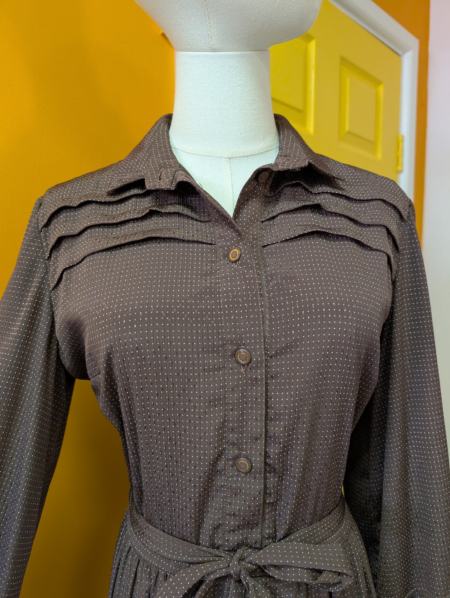 1970s Susan Small brown dress - M/12
