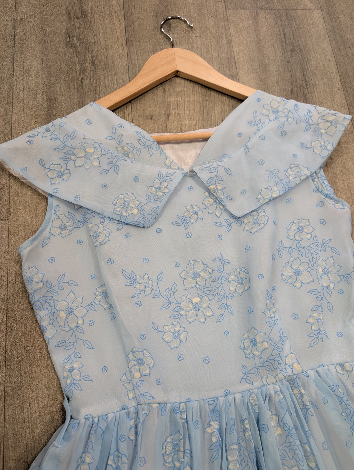 Sweet 1950s blue floral dress - S/8/10