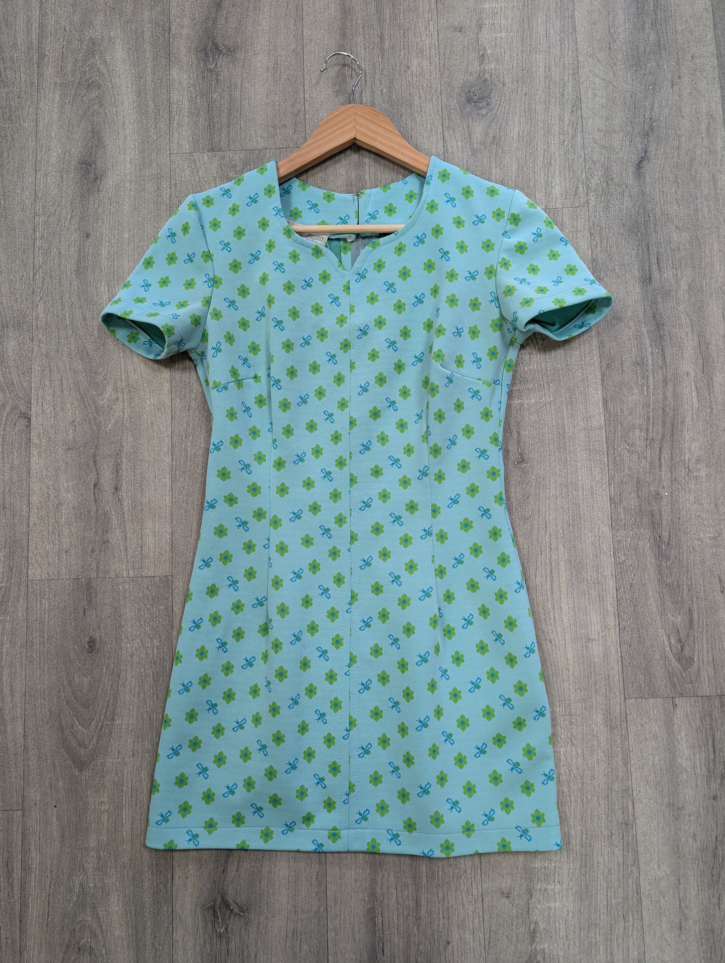 1960s novelty crimplene mini dress - XS/S/6/8