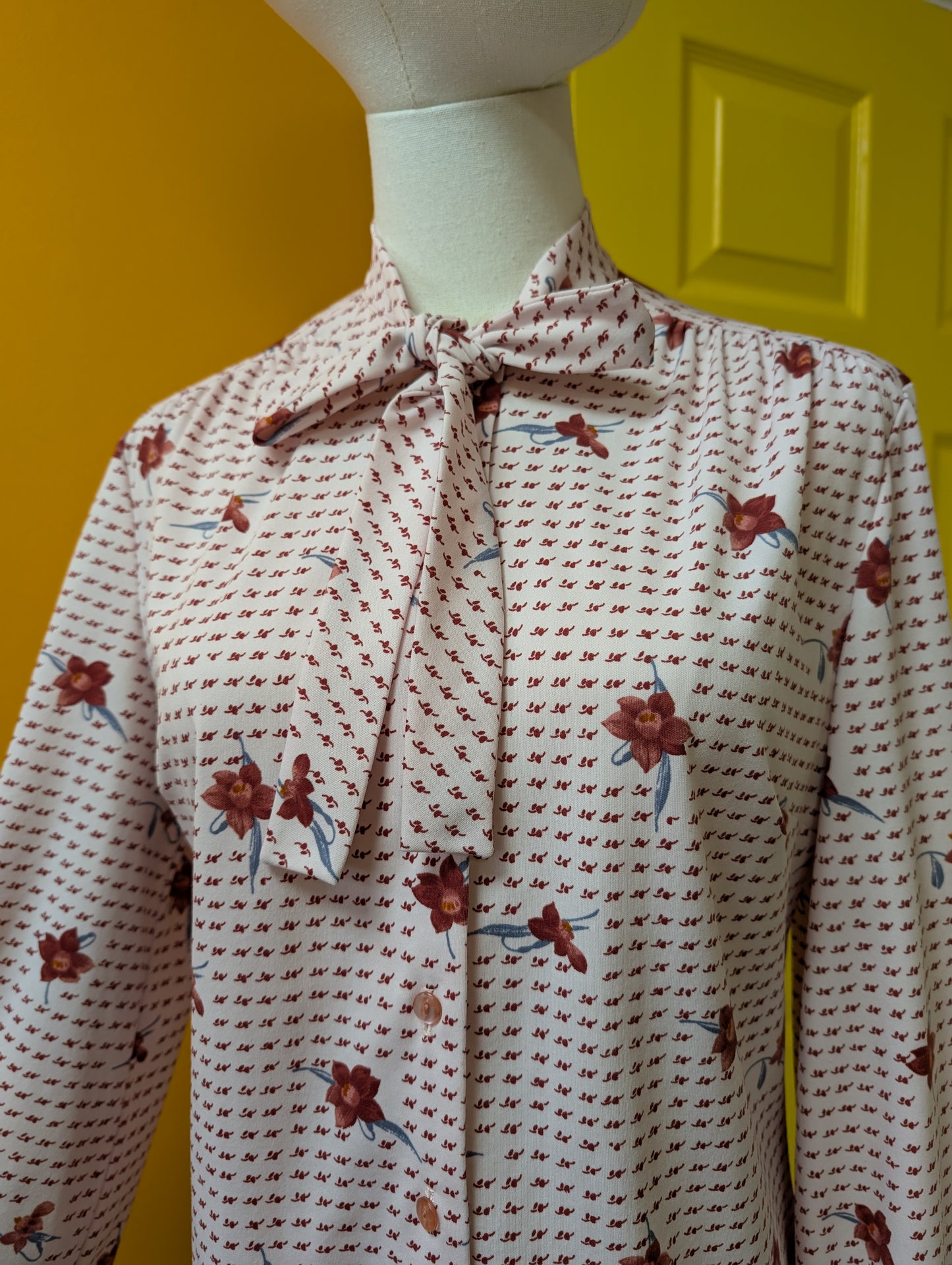 70s/80s Eastex pussy bow collar blouse - M/12