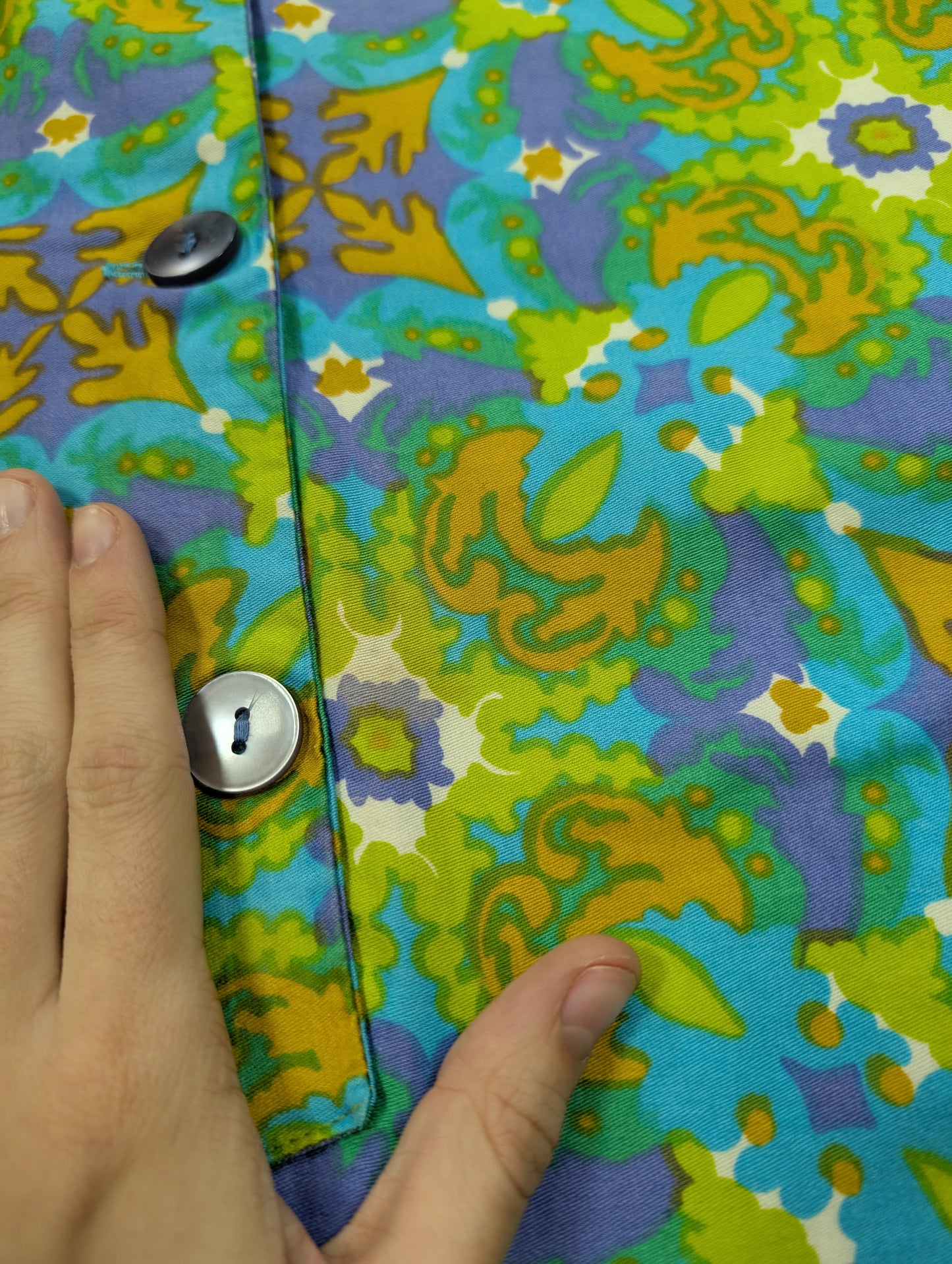 1960s psychedelic cotton dress and belt - S/8/10