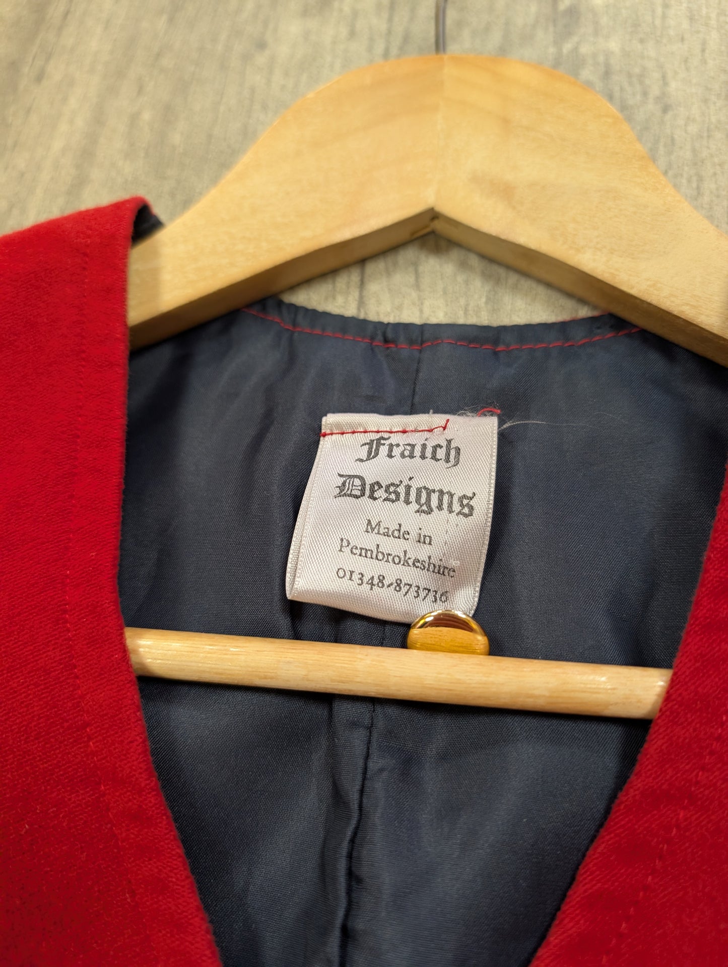 70s/80s Fraich Designs red waistcoat made in Pembrokeshire - XS/S