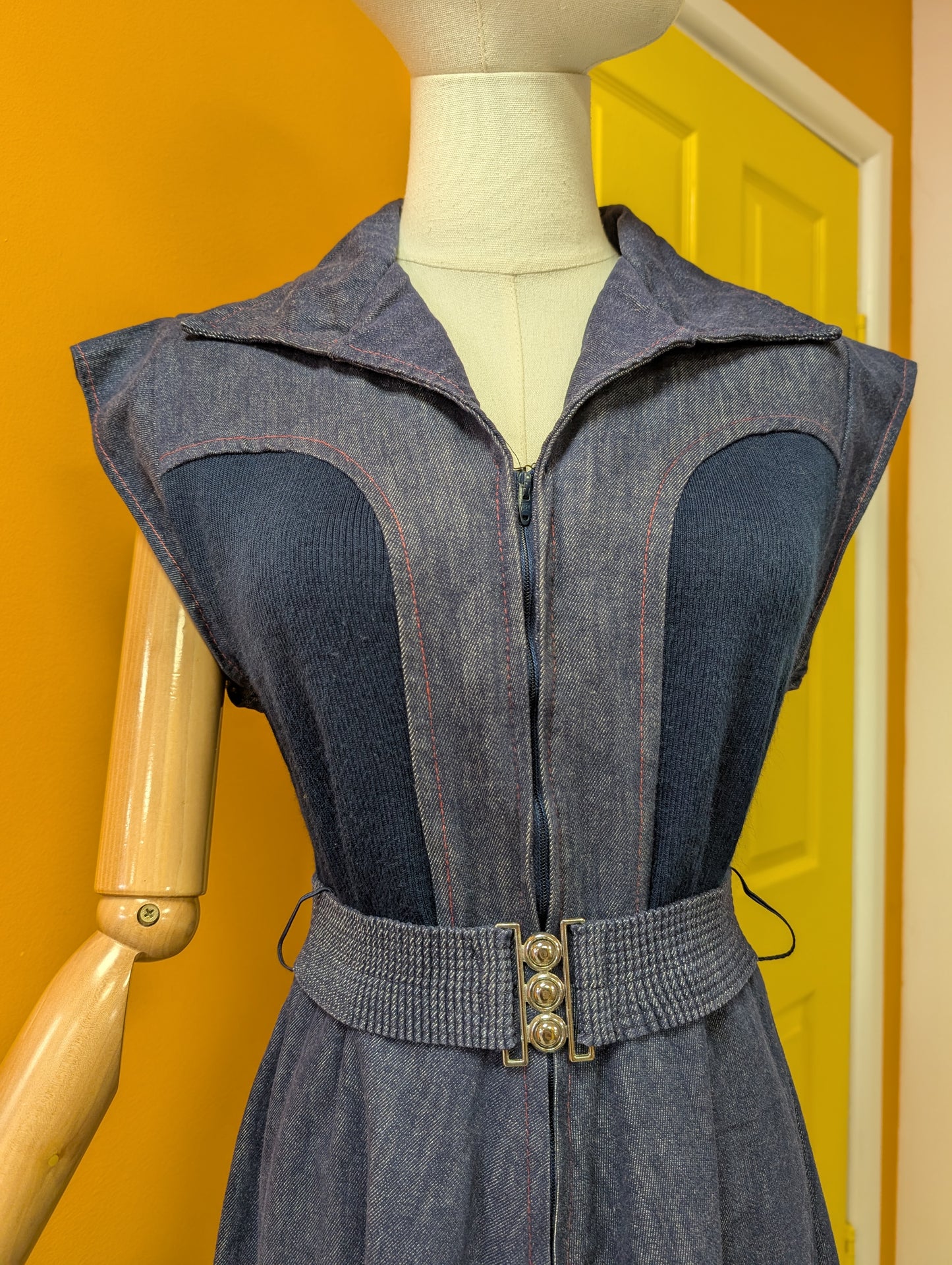 1970s C&A denim dress and belt - S/M/10/12