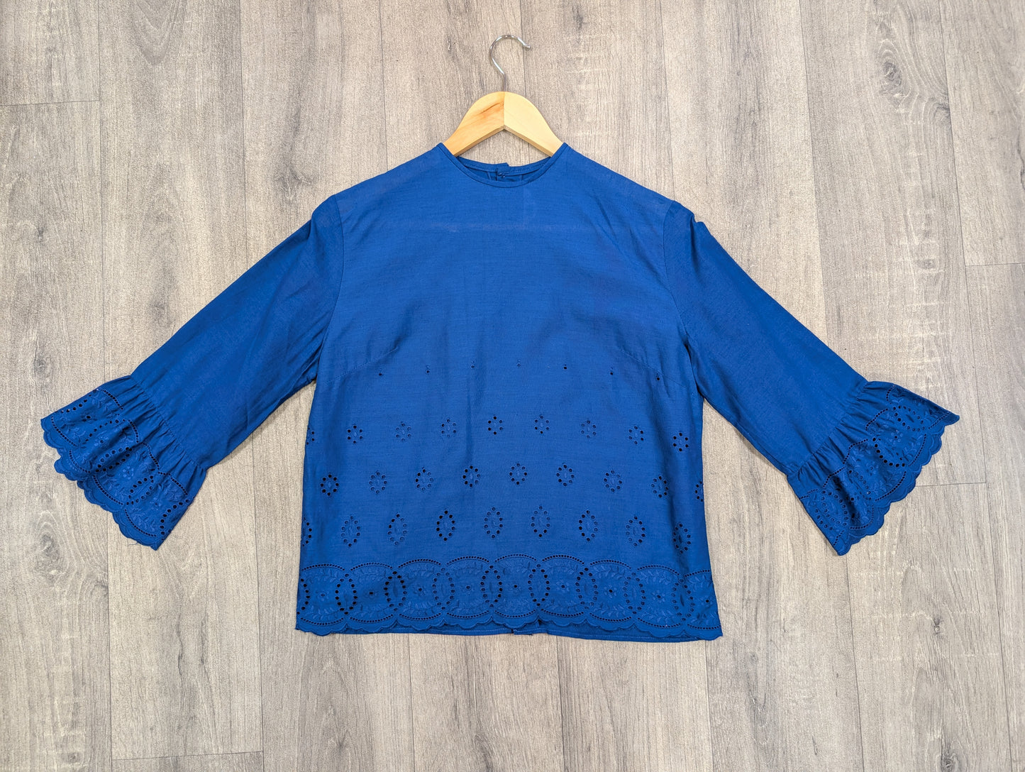 1960s Prova navy blue broderie anglaise blouse - M