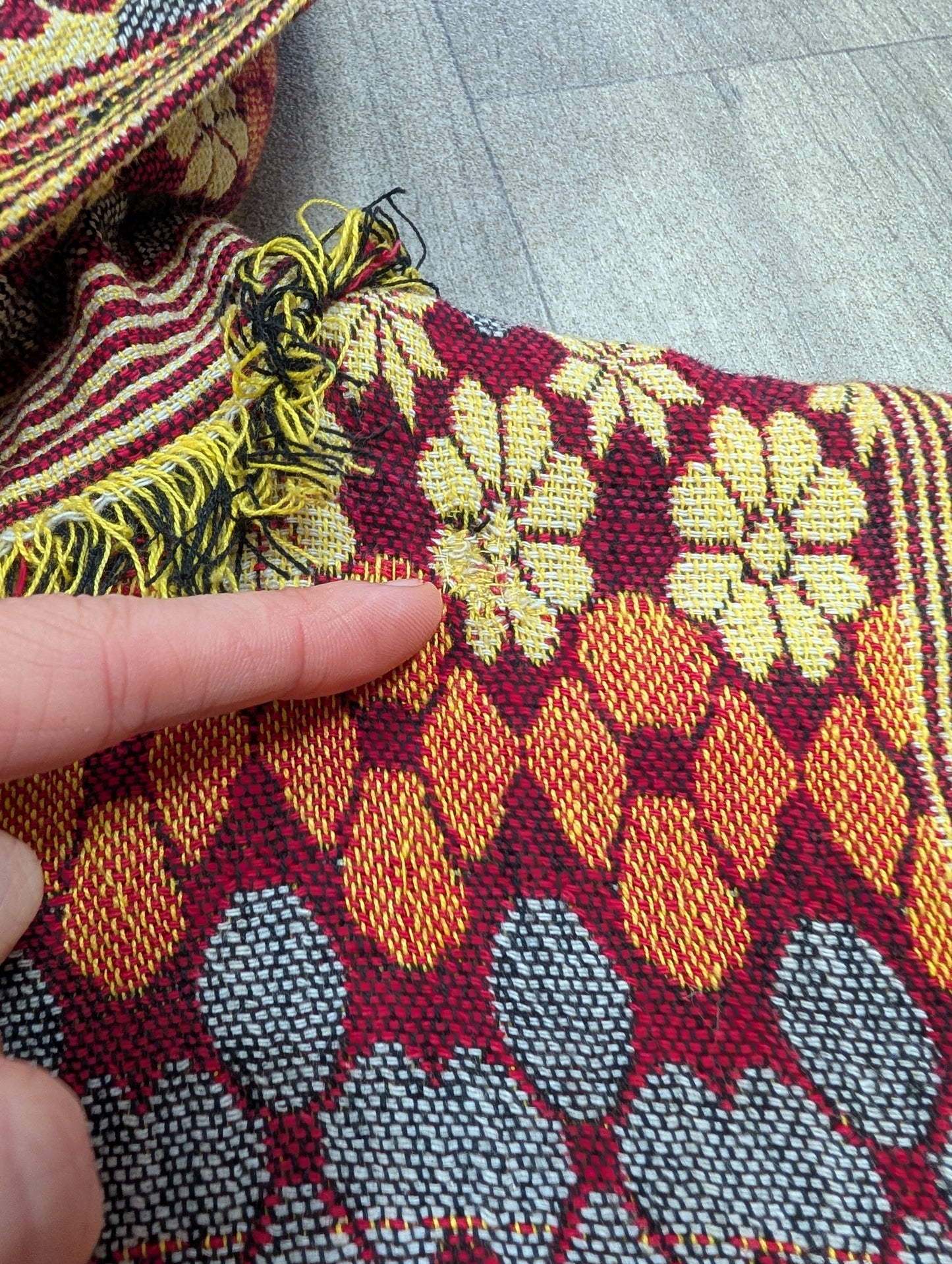 60s/70s cotton tapestry hooded coat - XS/S