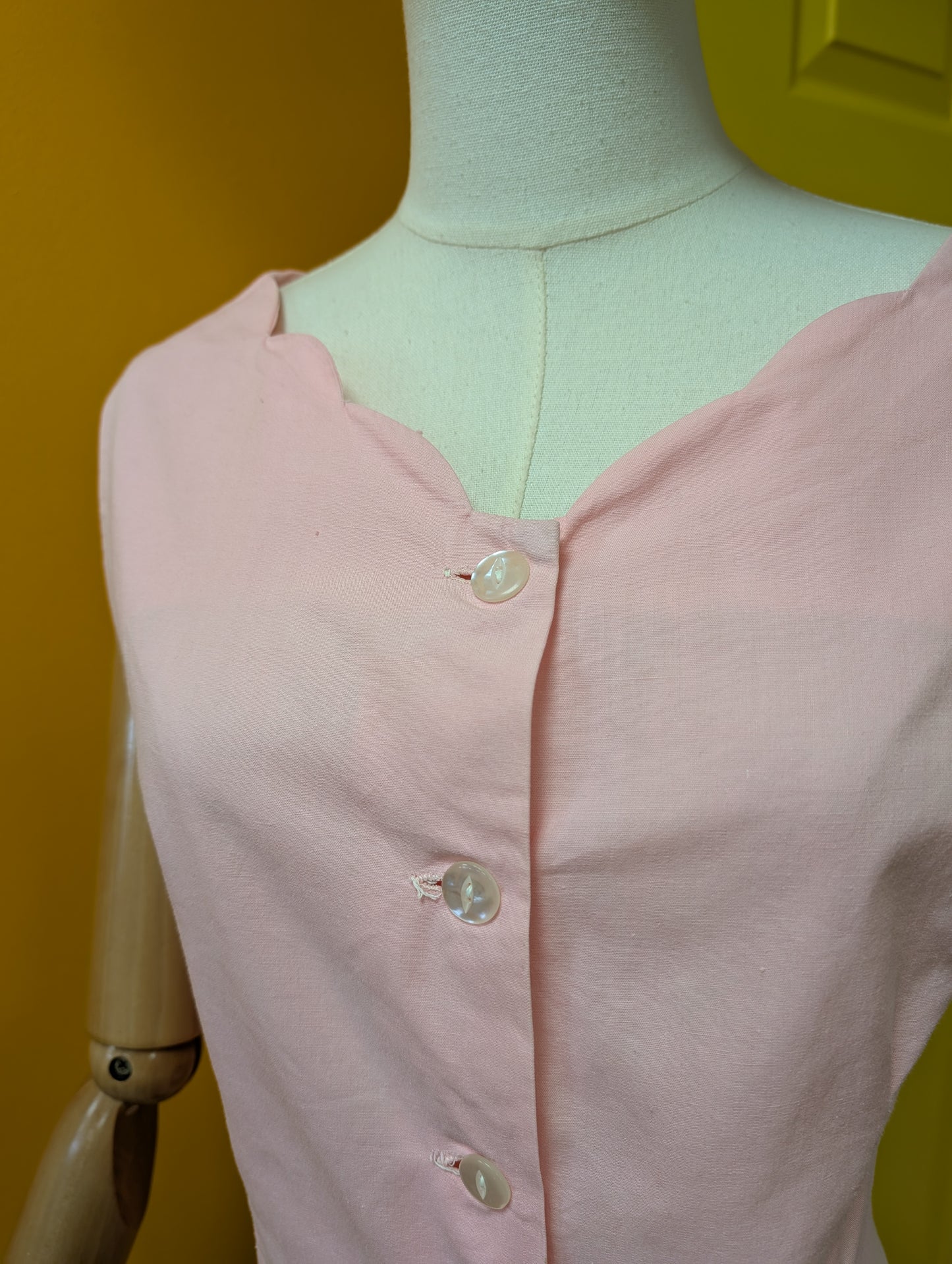 1950s Red Girl pink cotton top - M