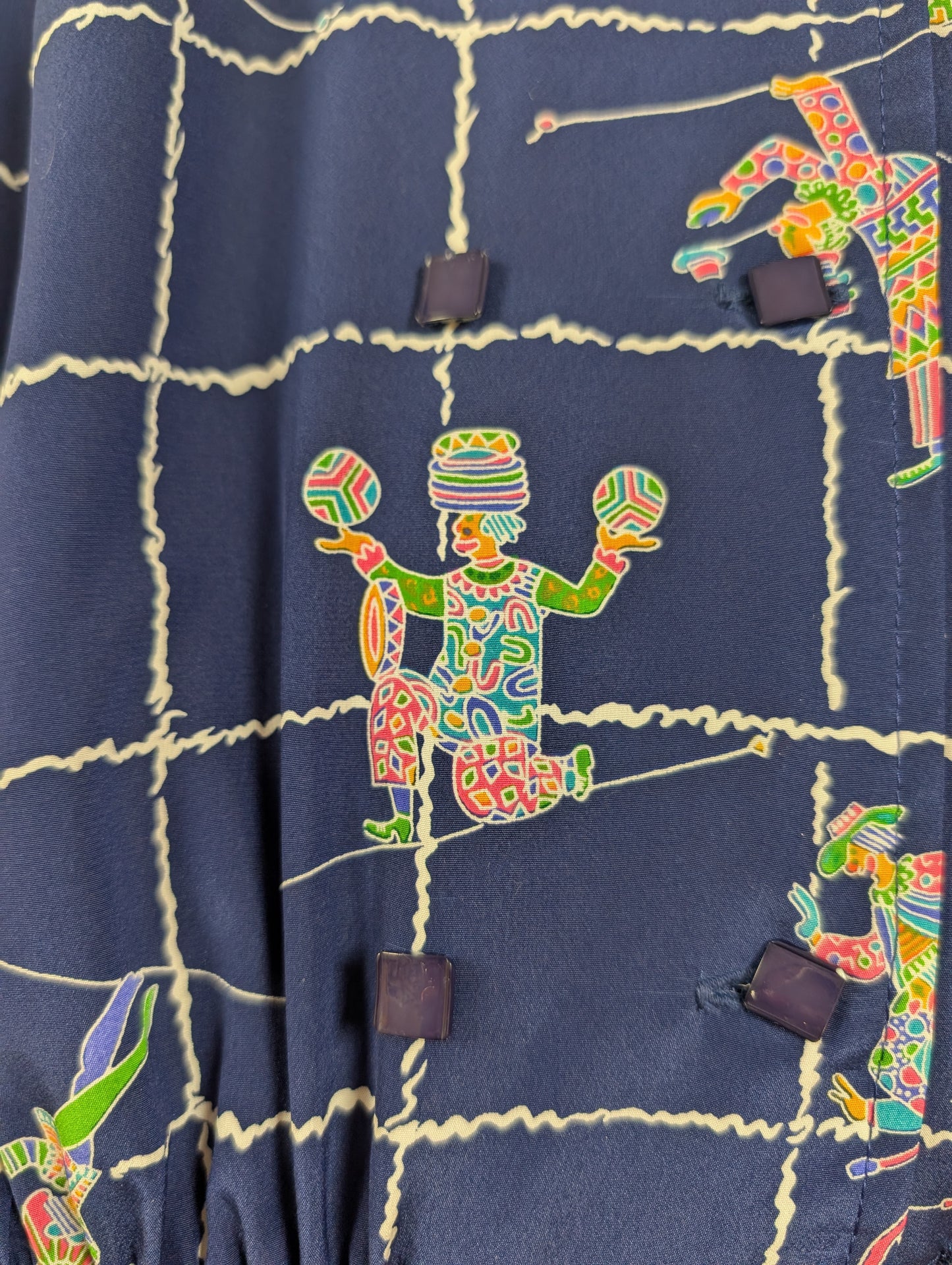 1980s clown print dress - XS