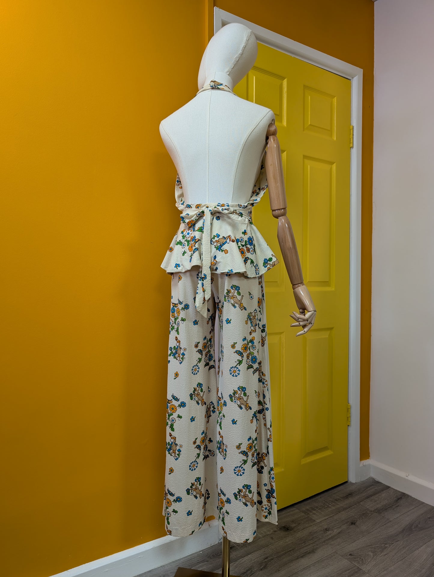 1970s novelty print top & trousers - S/8/10