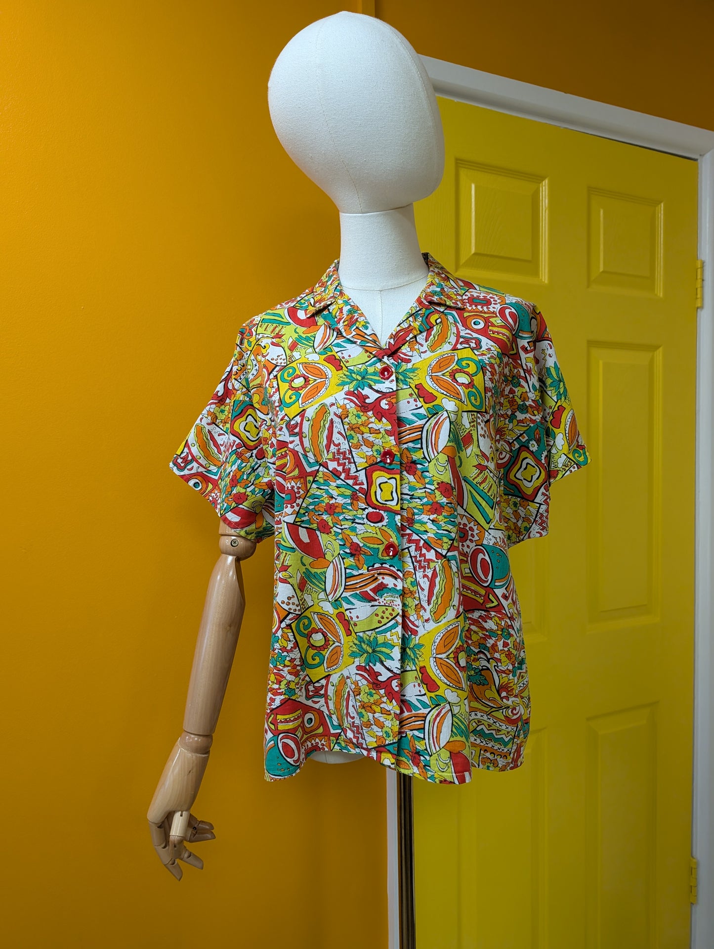 Abstract print cotton shirt - L