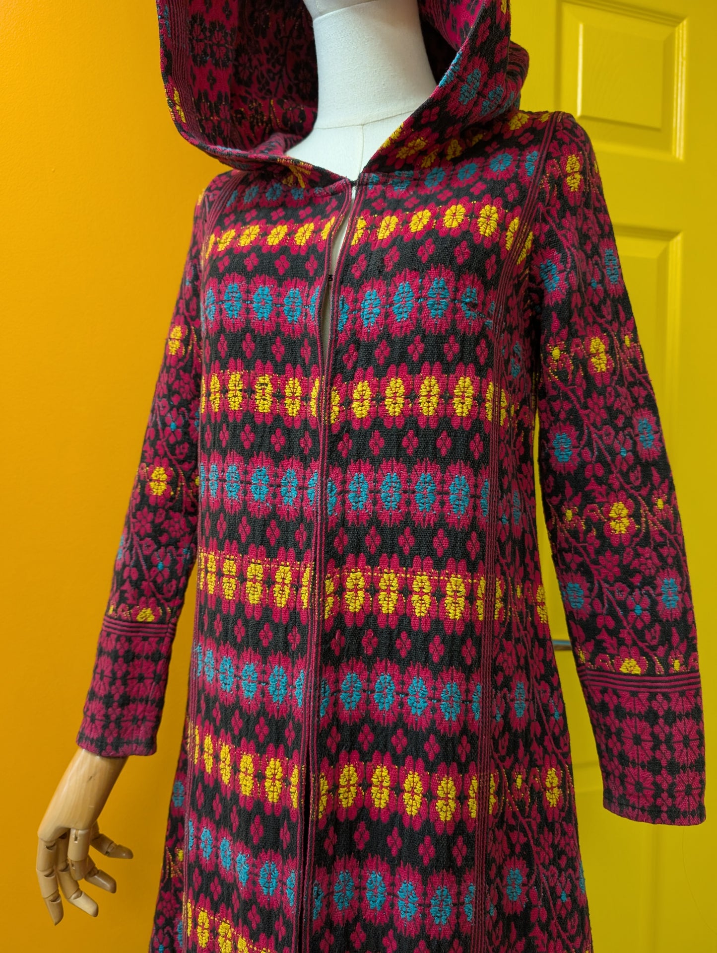 1960s Forbidden Fruit cotton tapestry hooded coat - XS/S