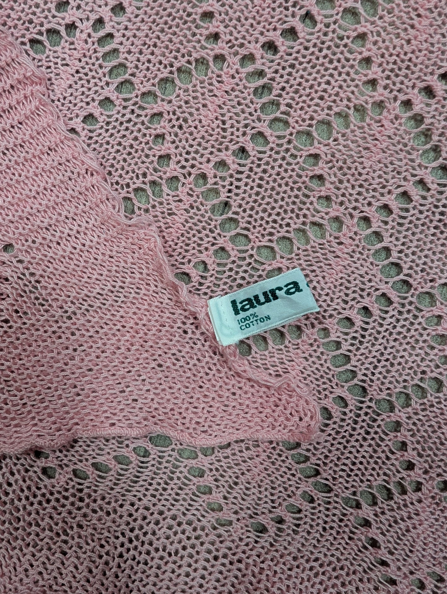 80s/90s Laura Ashley pink cotton shawl/scarf