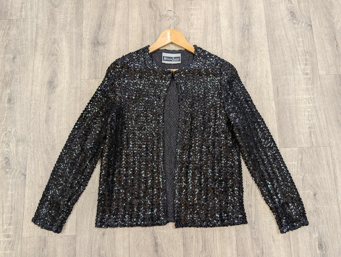 70s/80s Alison Jane black sequin jacket - S
