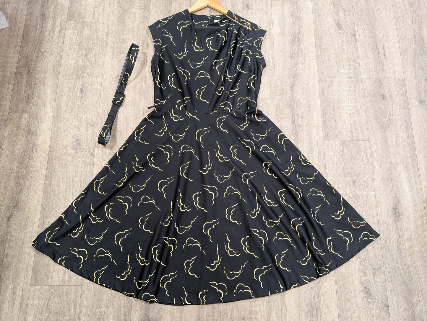 1980s cloud print dress - M/12/14