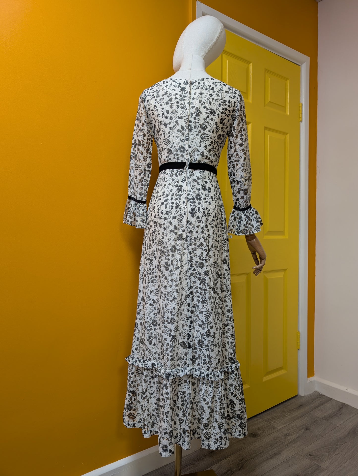 1970s Richard Shops black and white maxi dress - S/8